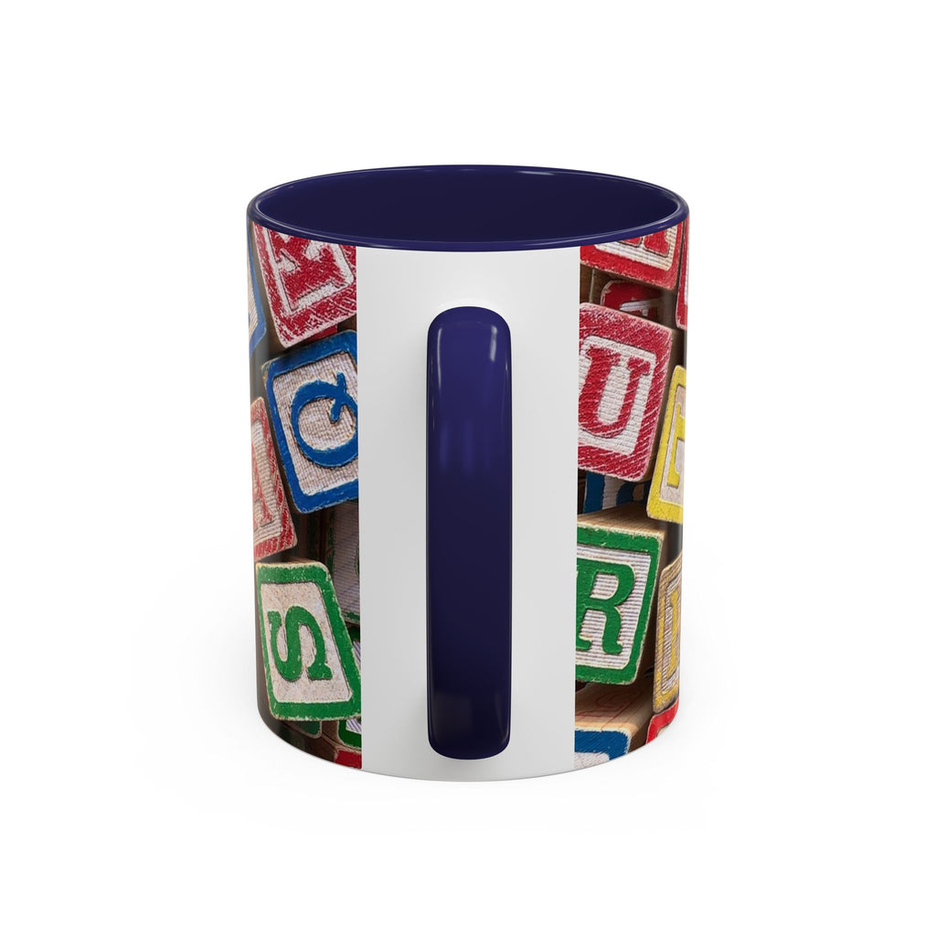 Alphabet Blocks Accent Coffee Mug | Kids Toy Letter Pattern