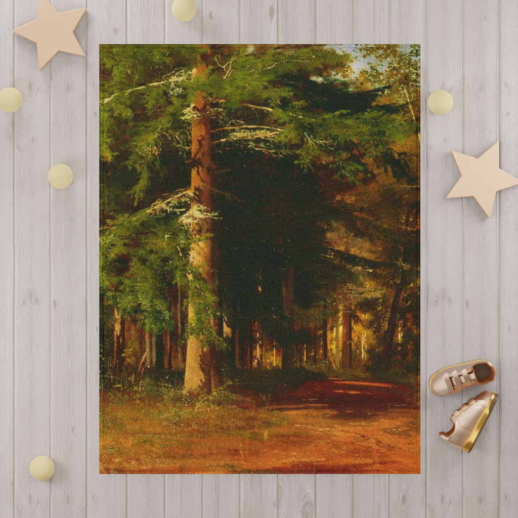 Forest Path Painting Toddler Blanket | Woodland Trees, Nature Scene