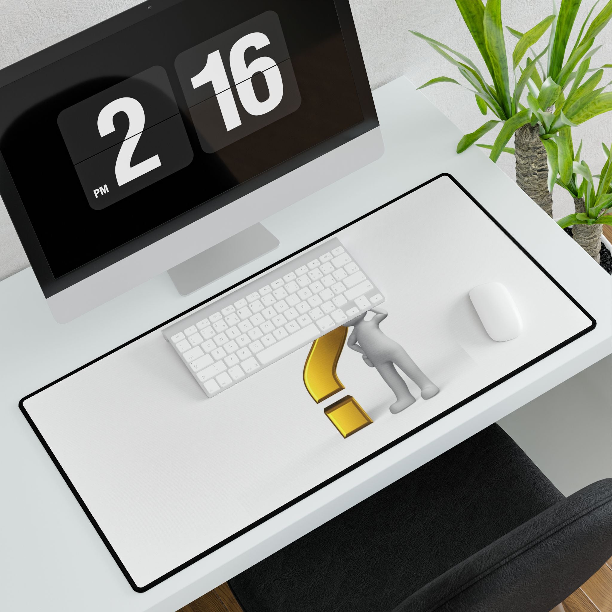 Question Mark Figure Desk Mat | Large Minimalist Gaming Mousepad
