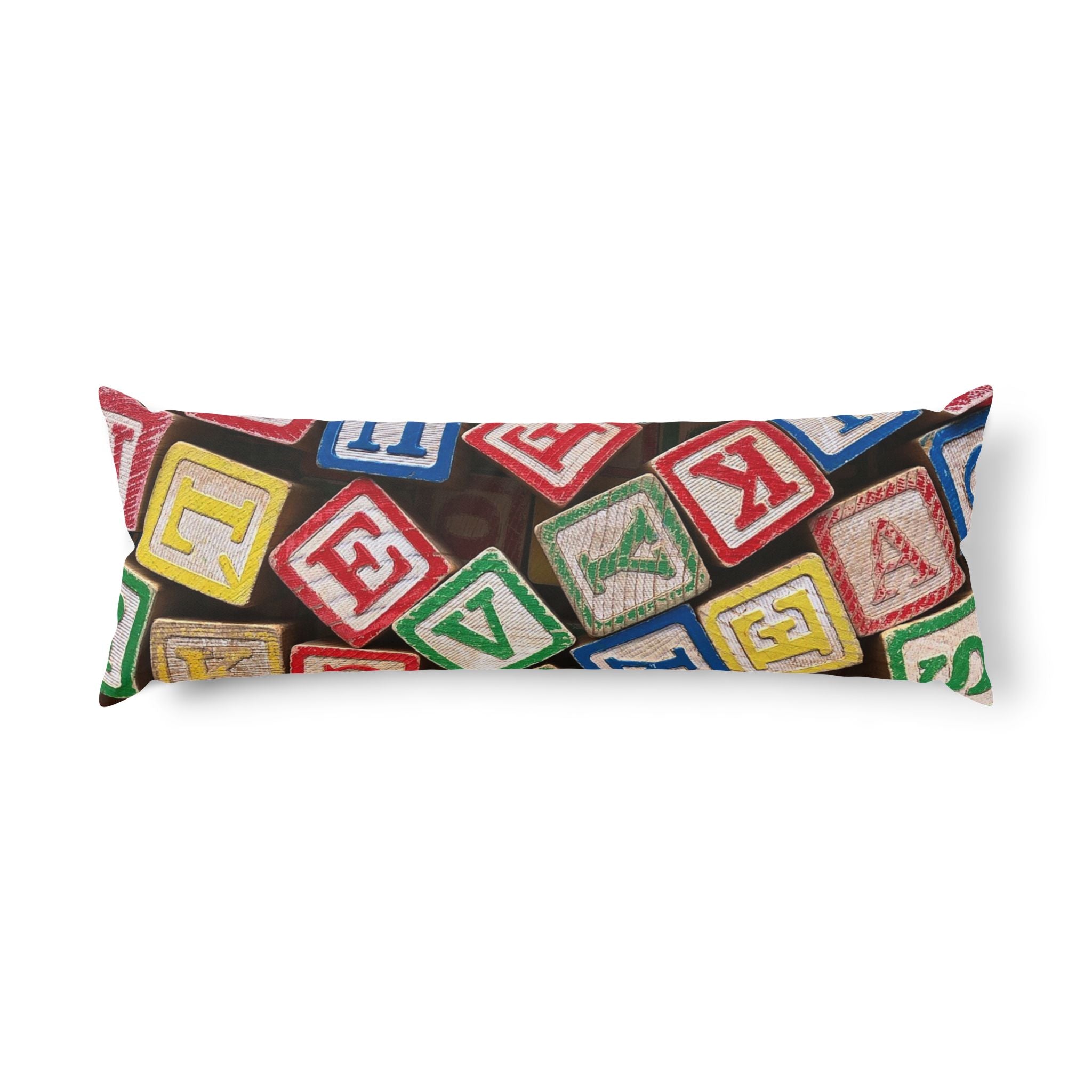 Traversin à motif de blocs de l'alphabet | Blocs de lettres jouets vintage