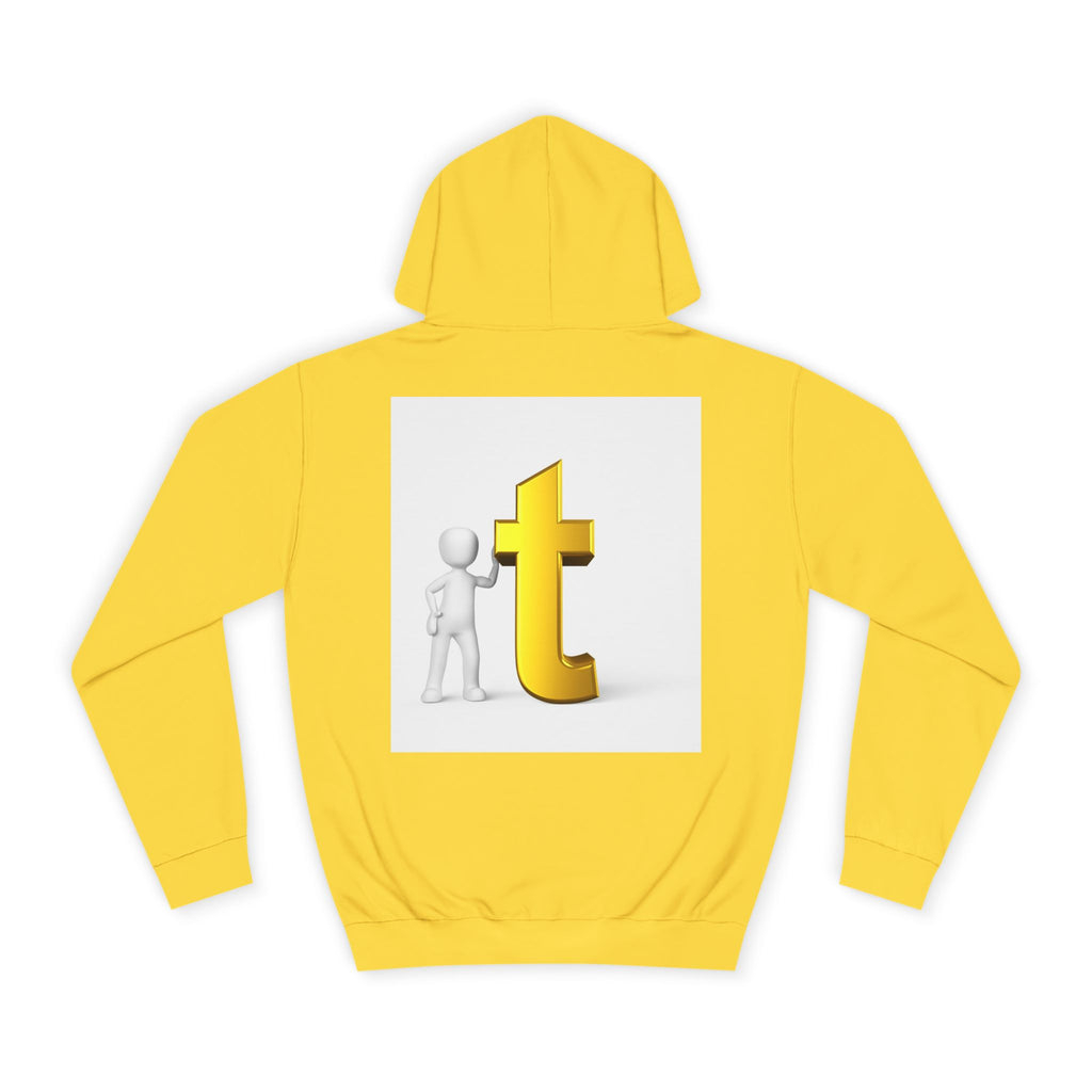 3D Gold Letter T Hoodie | Minimal Letterman Initial Sweatshirt