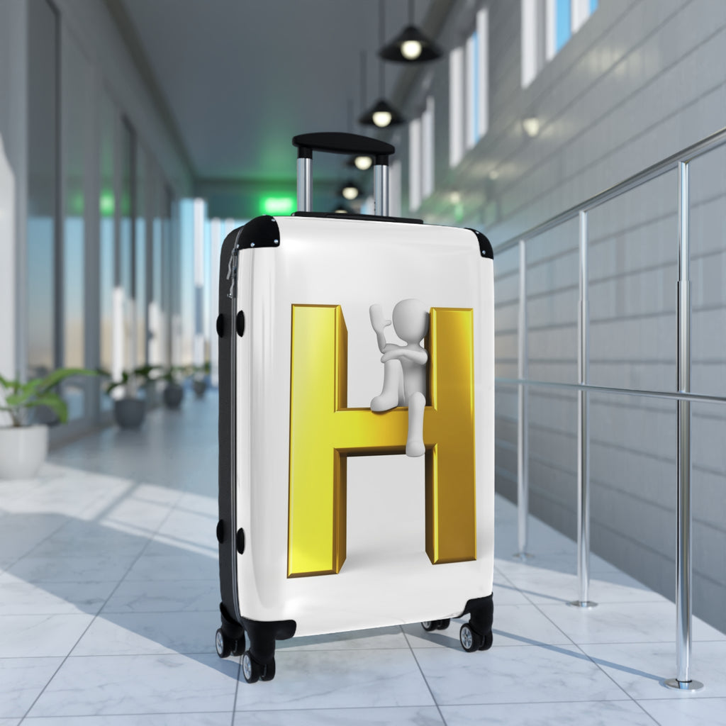 3D Gold Letter H Climber Suitcase | Hard Shell Luggage
