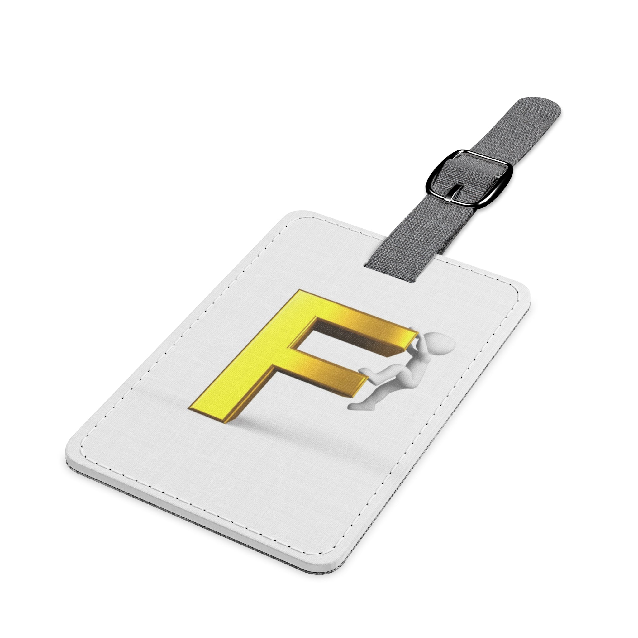 Gold Letter F Monogram Luggage Tag | Rectangle Polyester
