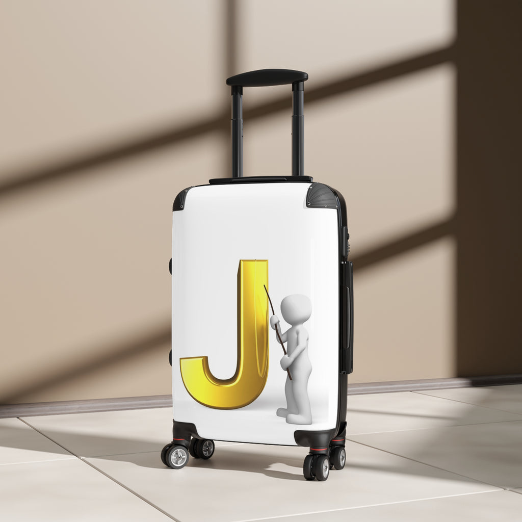 Gold Letter J Monogram Suitcase | Personalized Initial Luggage