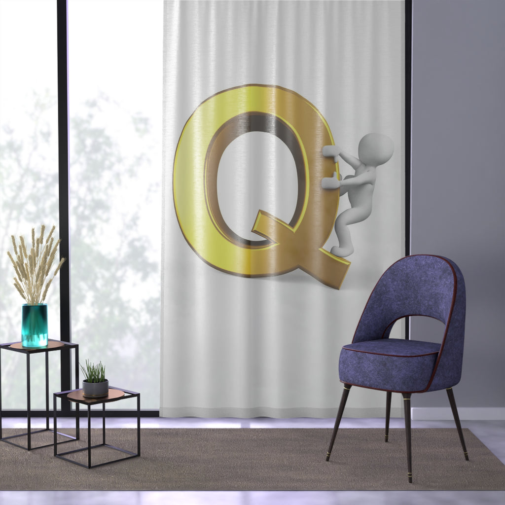 Gold Letter Q Curtain | Monogram Window Curtain, Alphabet Decor