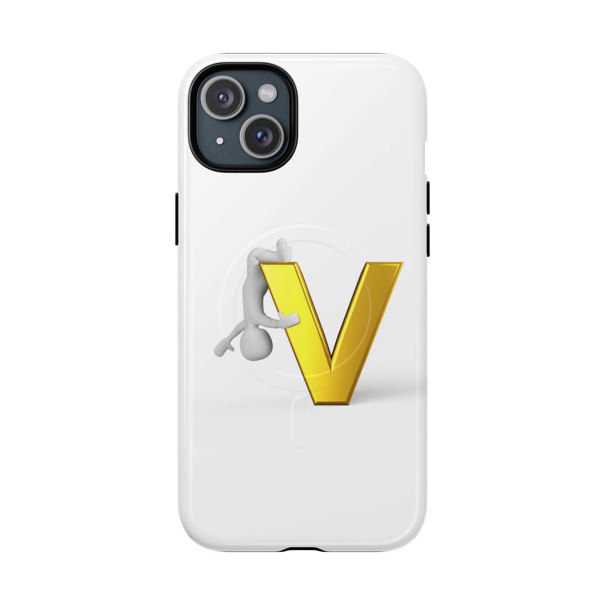 Coque de téléphone aimantée résistante 3D lettre V jaune | Coque iPhone Monogramme V