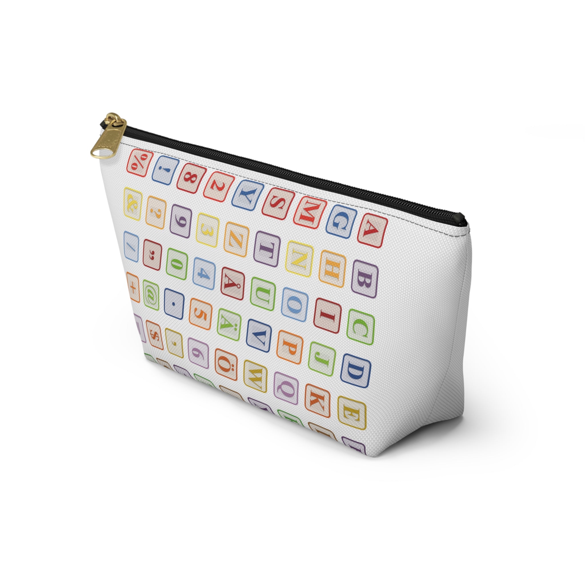 Alphabet Blocks Pattern Accessory Pouch | Letter Tile Makeup Bag