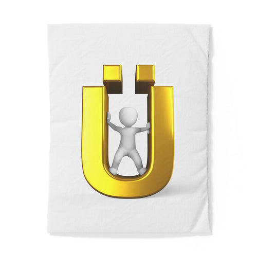 Housse de couette en coton avec illustration lettre U en or 3D | Monogramme alphabet