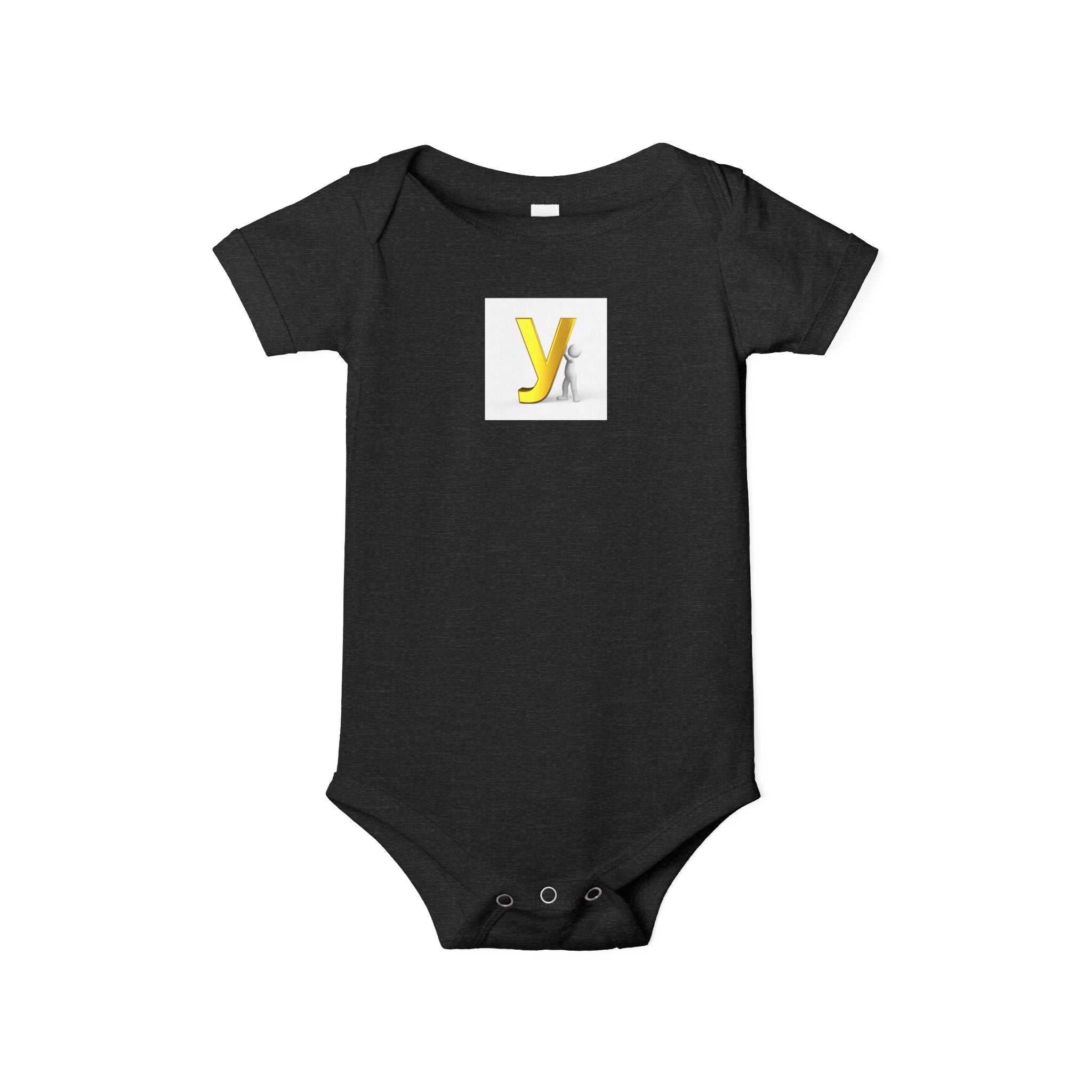 Cache-couche à initiales lettre Y jaune | Grenouillère en jersey pour bébé