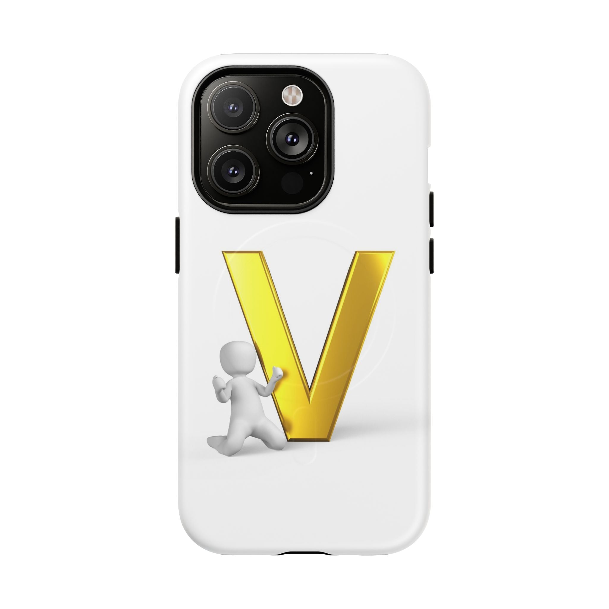 Coque de téléphone à monogramme lettre V dorée | Coque magnétique résistante
