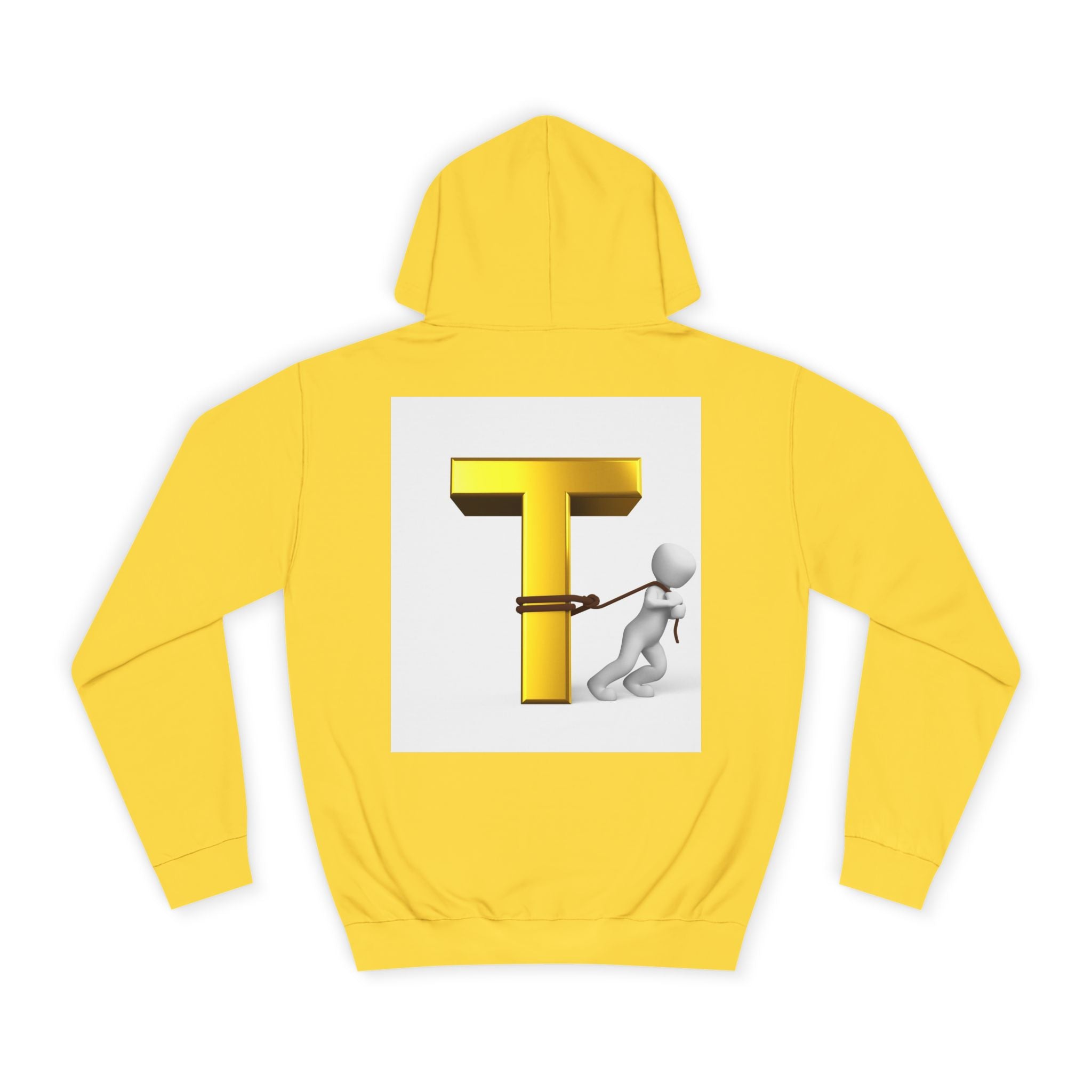 Letter T Mascot Pulling Block T Hoodie | Monogram Initial T Sweatshirt