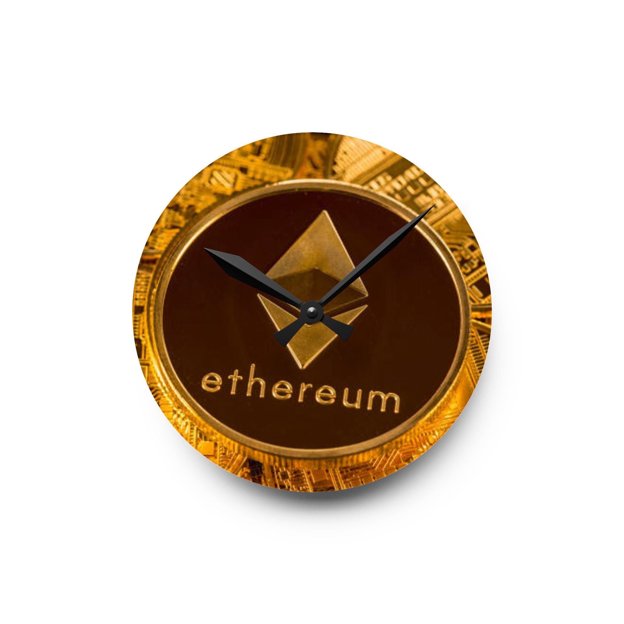 Ethereum Coin Acrylic Wall Clock | Crypto Logo Clock, Blockchain Decor