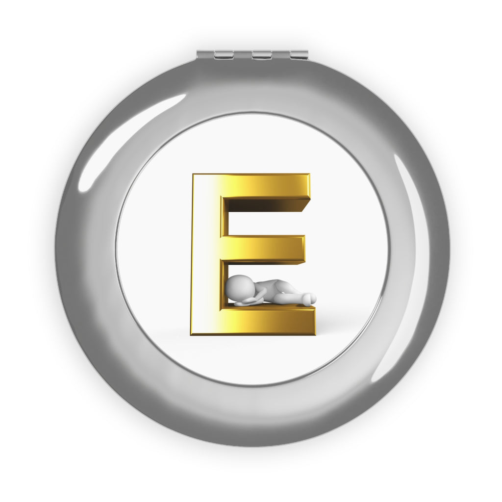 Gold Letter E monogram compact travel mirror | Pocket mirror