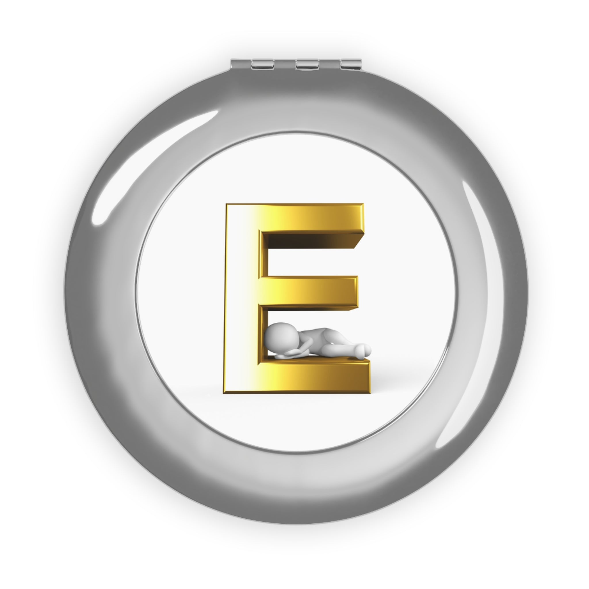 Gold Letter E monogram compact travel mirror | Pocket mirror