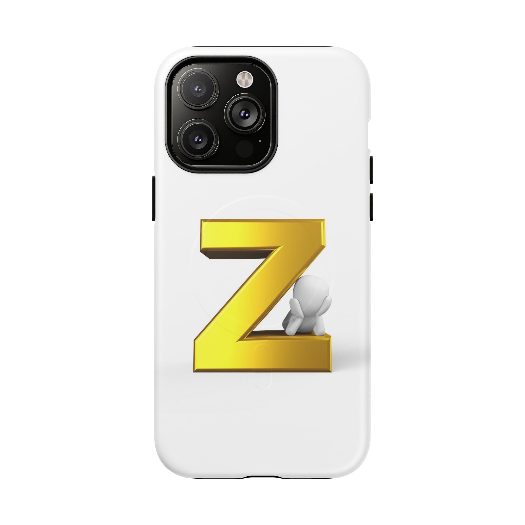 Coque de Téléphone Lettre Z Or 3D | Coque Magnétique Robuste, Initiale Monogramme