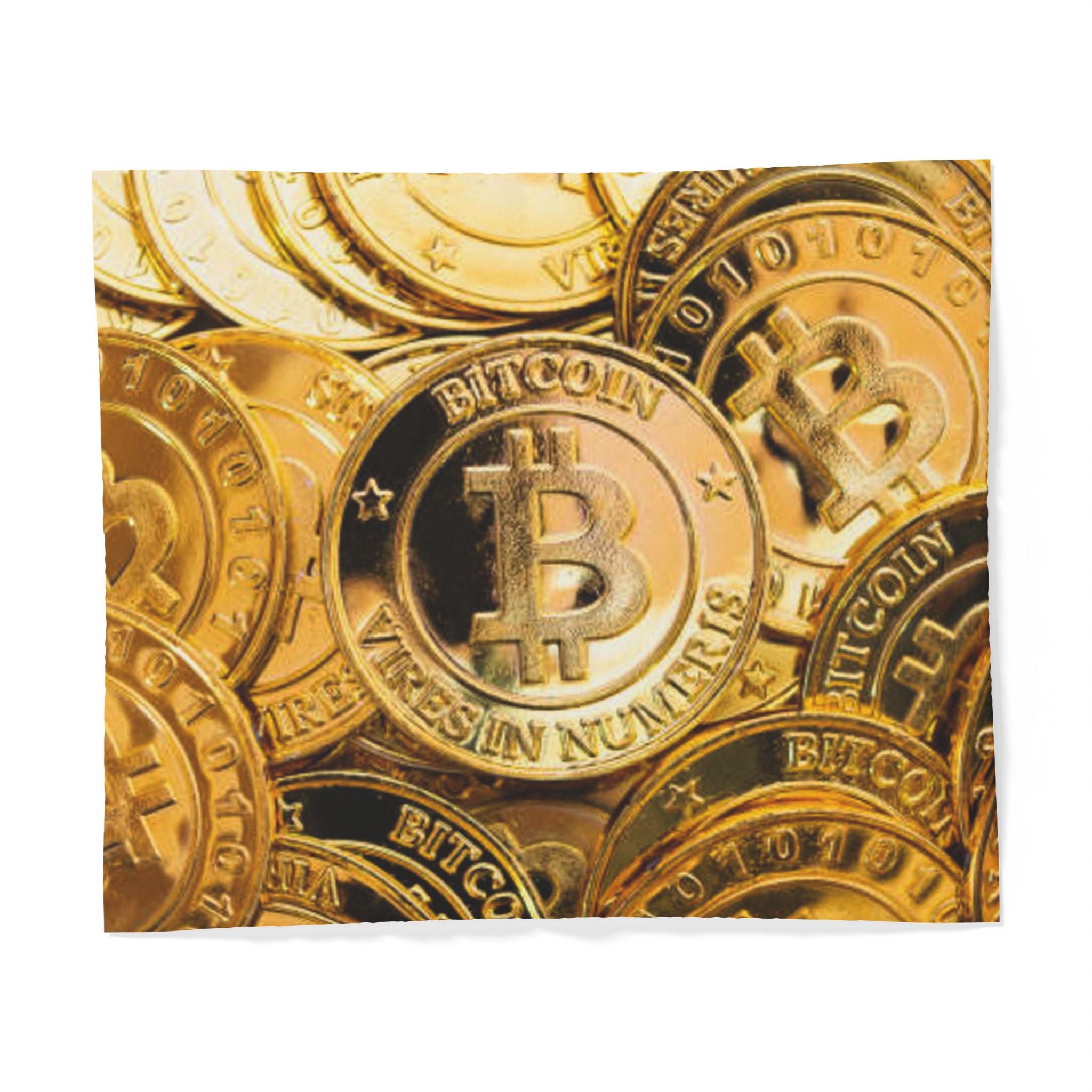 Housse de couette pile de pièces Bitcoin | Parure de lit crypto-monnaie, imprimé pièces d'or