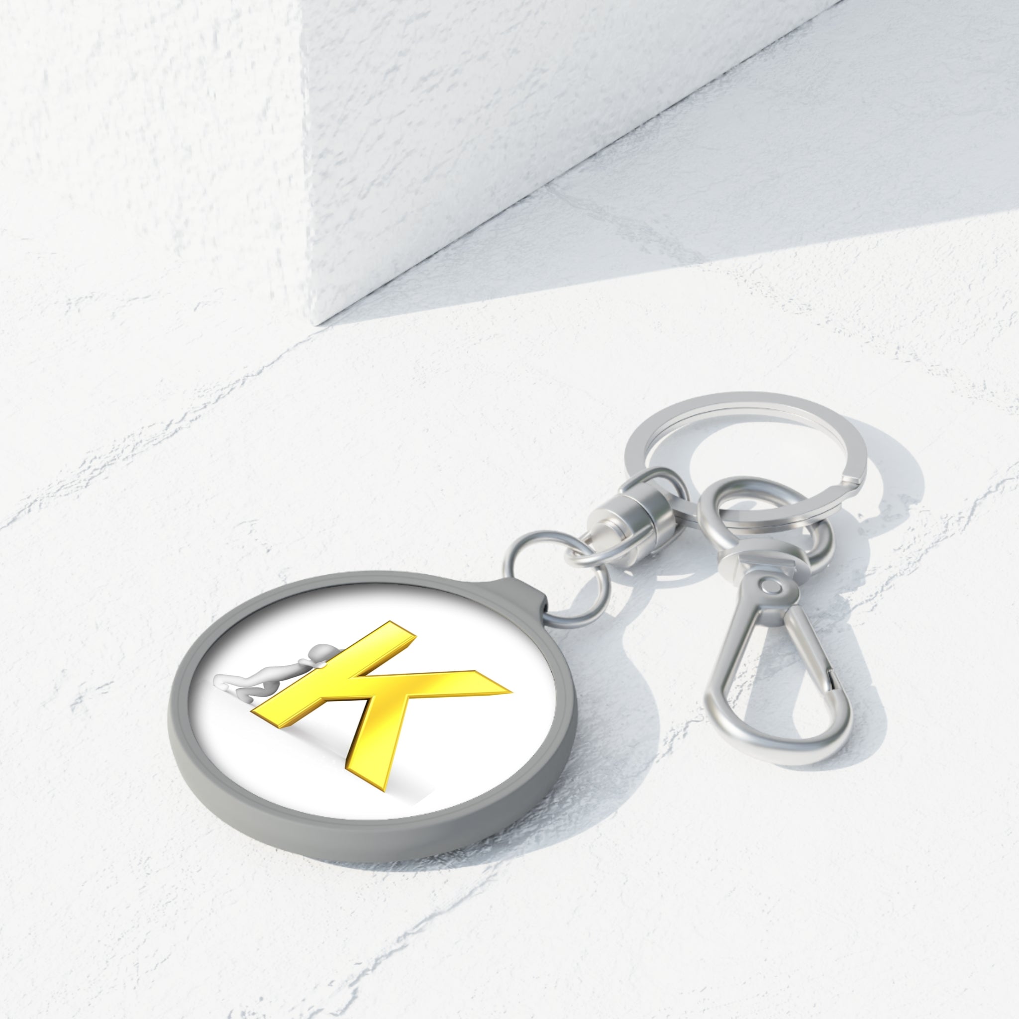 Yellow Letter K Monogram Keyring Tag | Initial Keychain