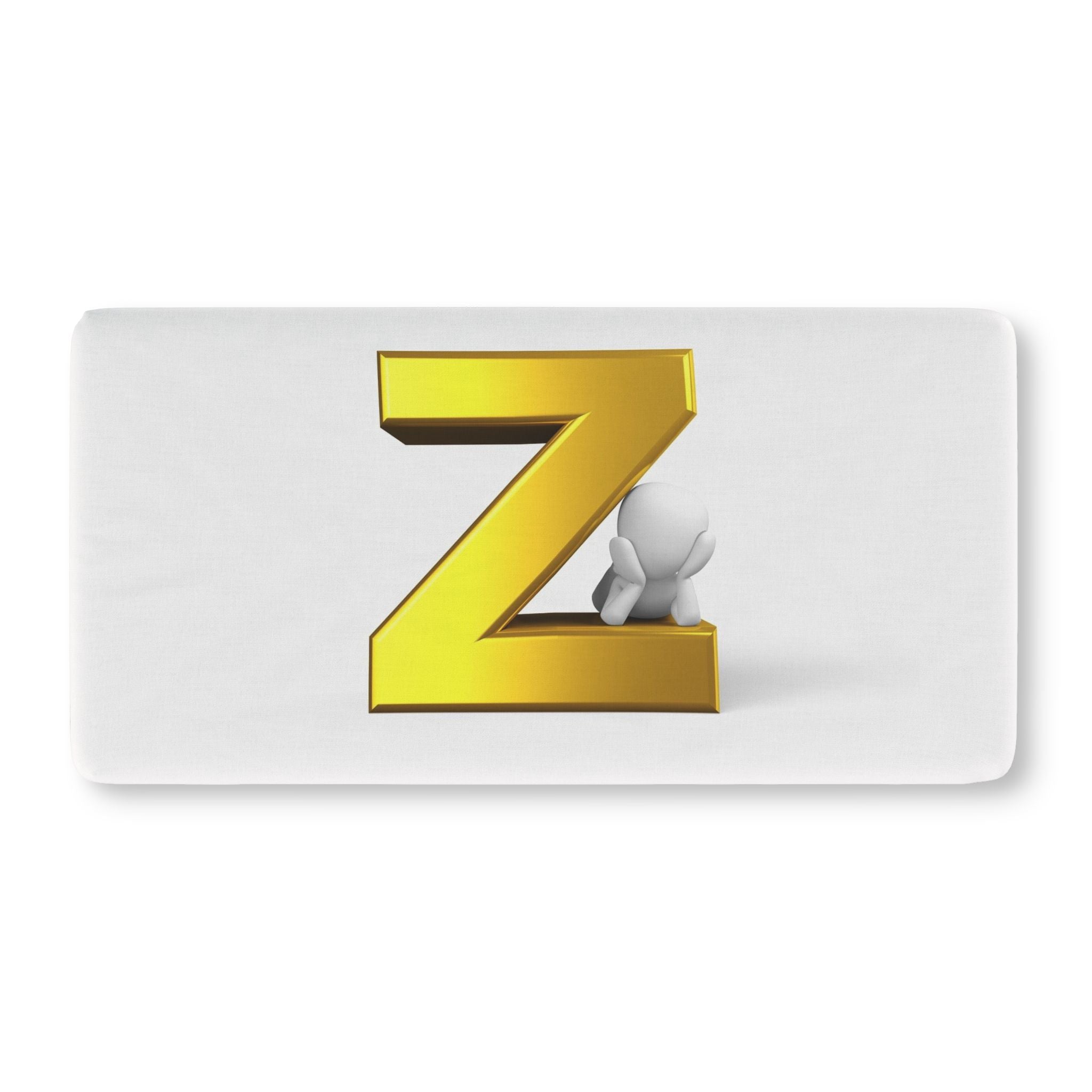 Drap-housse pour berceau Gold Letter Z avec motif de lapin mignon | Monogramme pour chambre de bébé