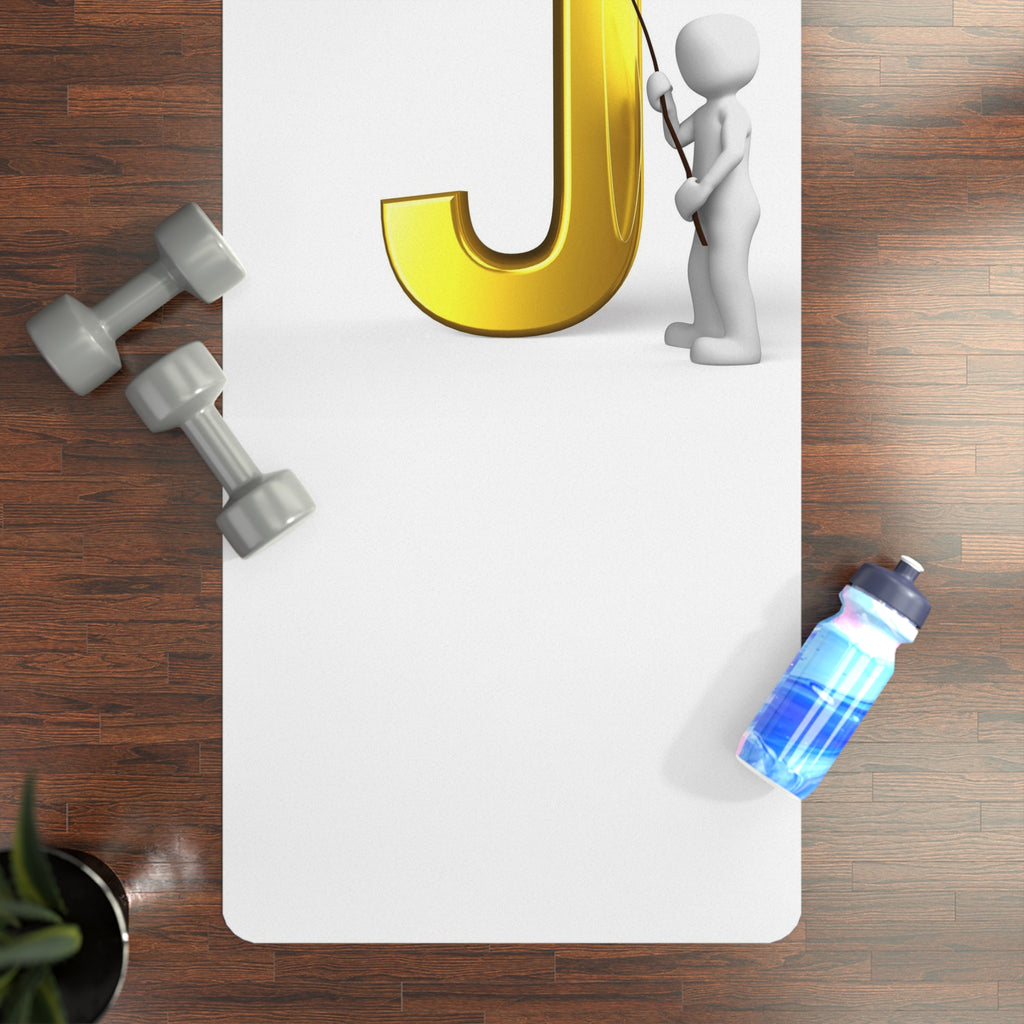 Gold Letter J Initial Rubber Yoga Mat | Monogram Alphabet Fitness Mat