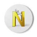 Gold Letter N with Climber Ceramic Coaster | Monogram Initial N Coaster