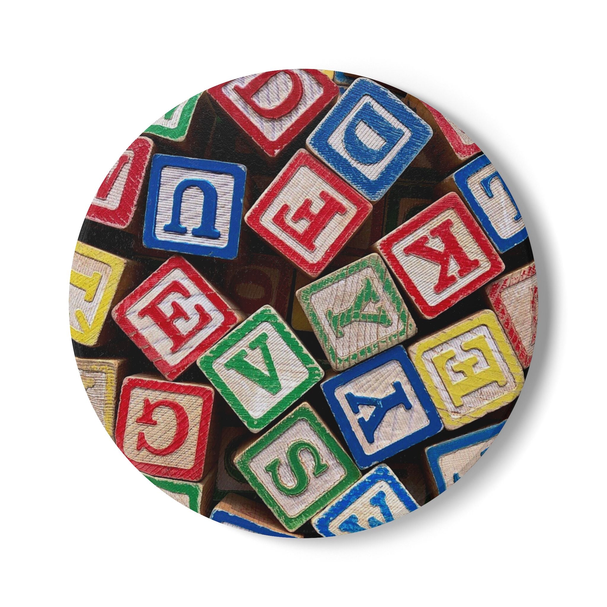 Alphabet Blocks Ceramic Coaster | Vintage Wooden Baby Block Letters