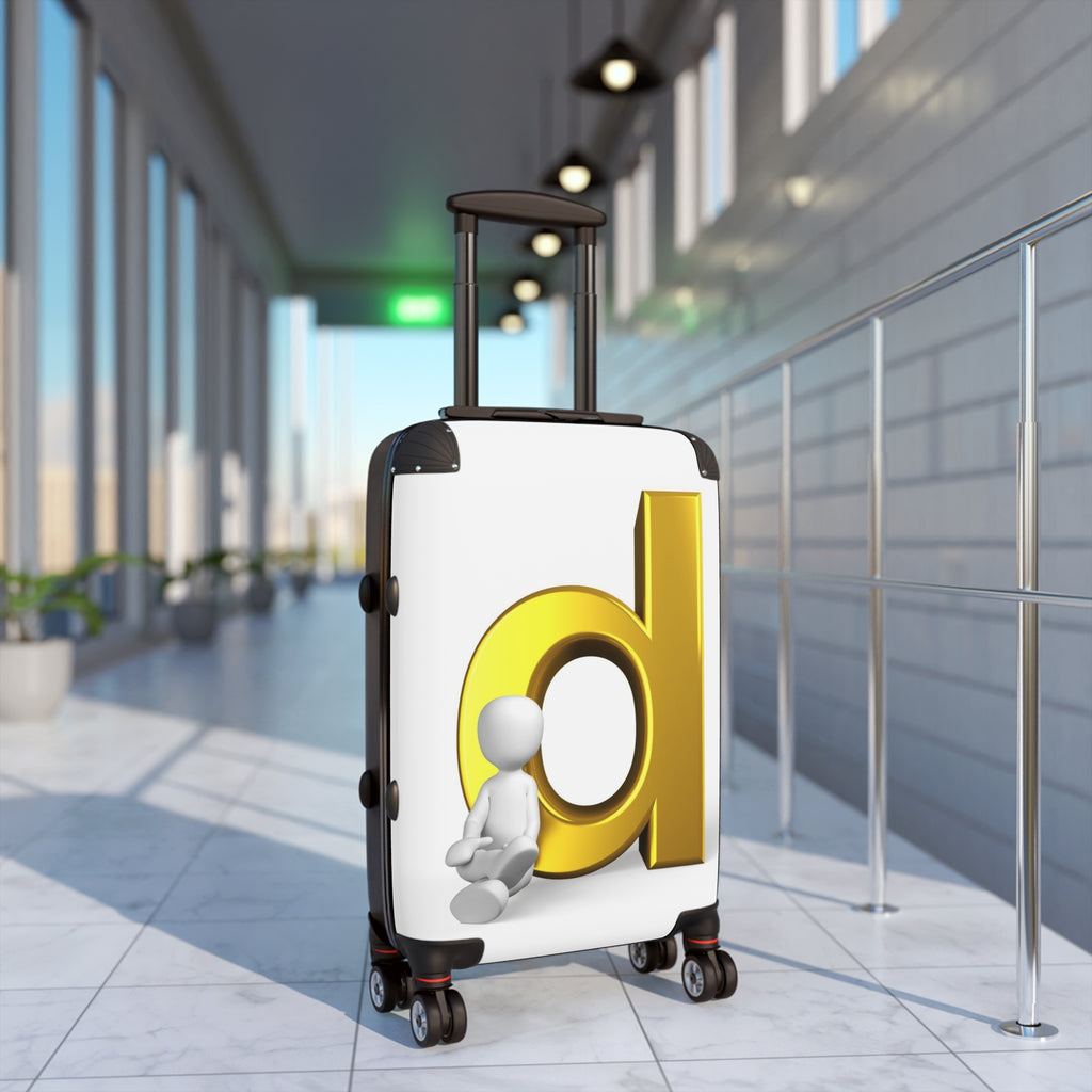 3D Gold Letter D Monogram Suitcase | Custom Initial Luggage