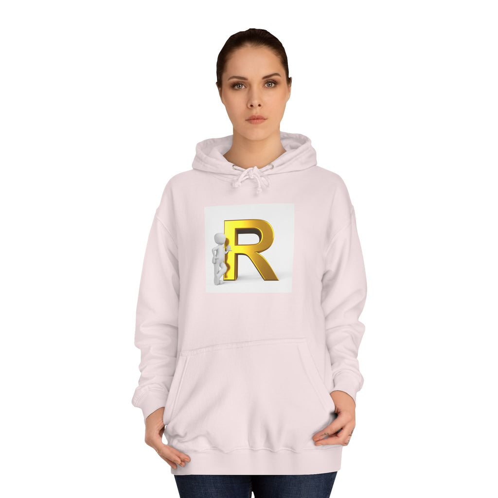 Gold Letter R Hoodie | 3D Character Leaning on R
