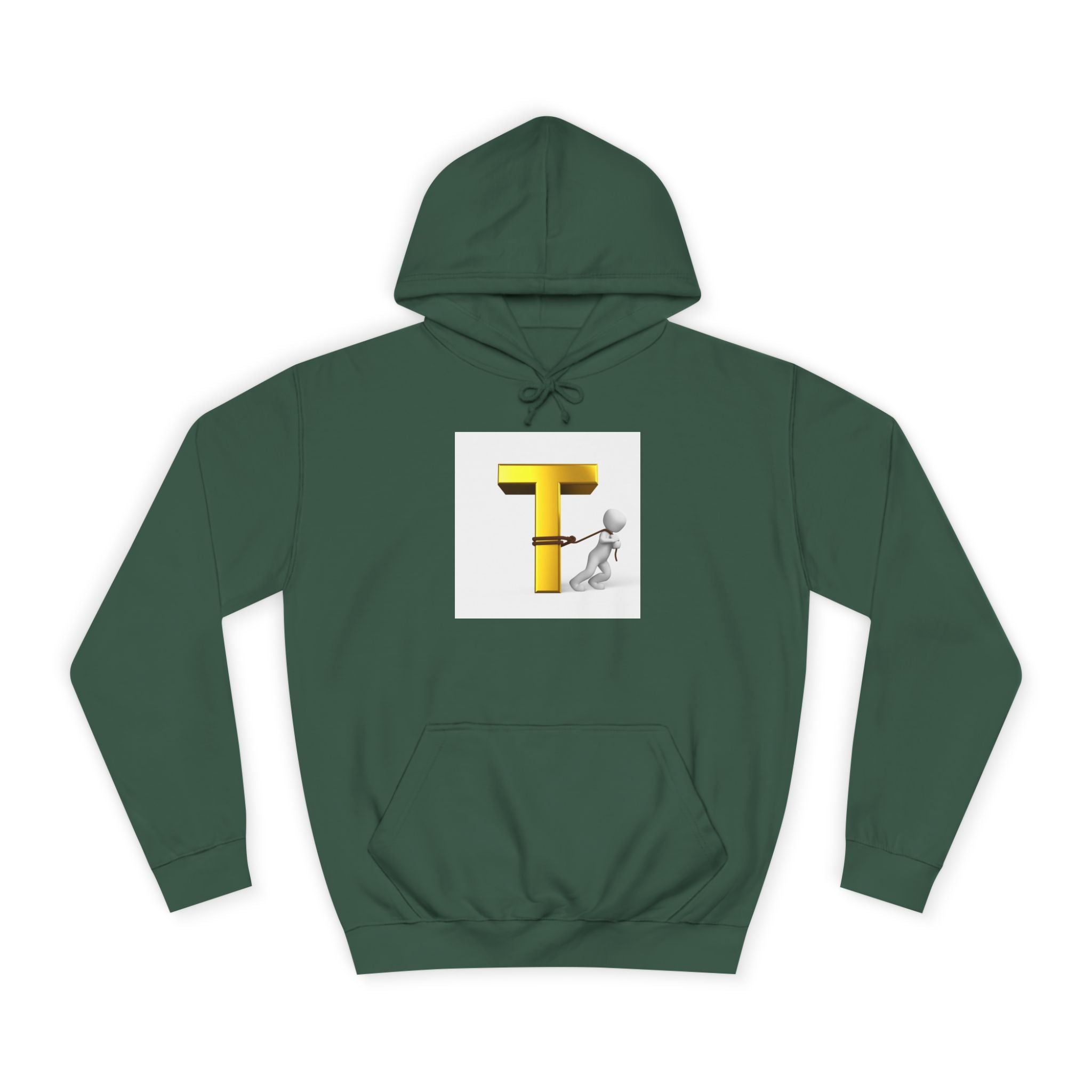 Letter T Mascot Pulling Block T Hoodie | Monogram Initial T Sweatshirt