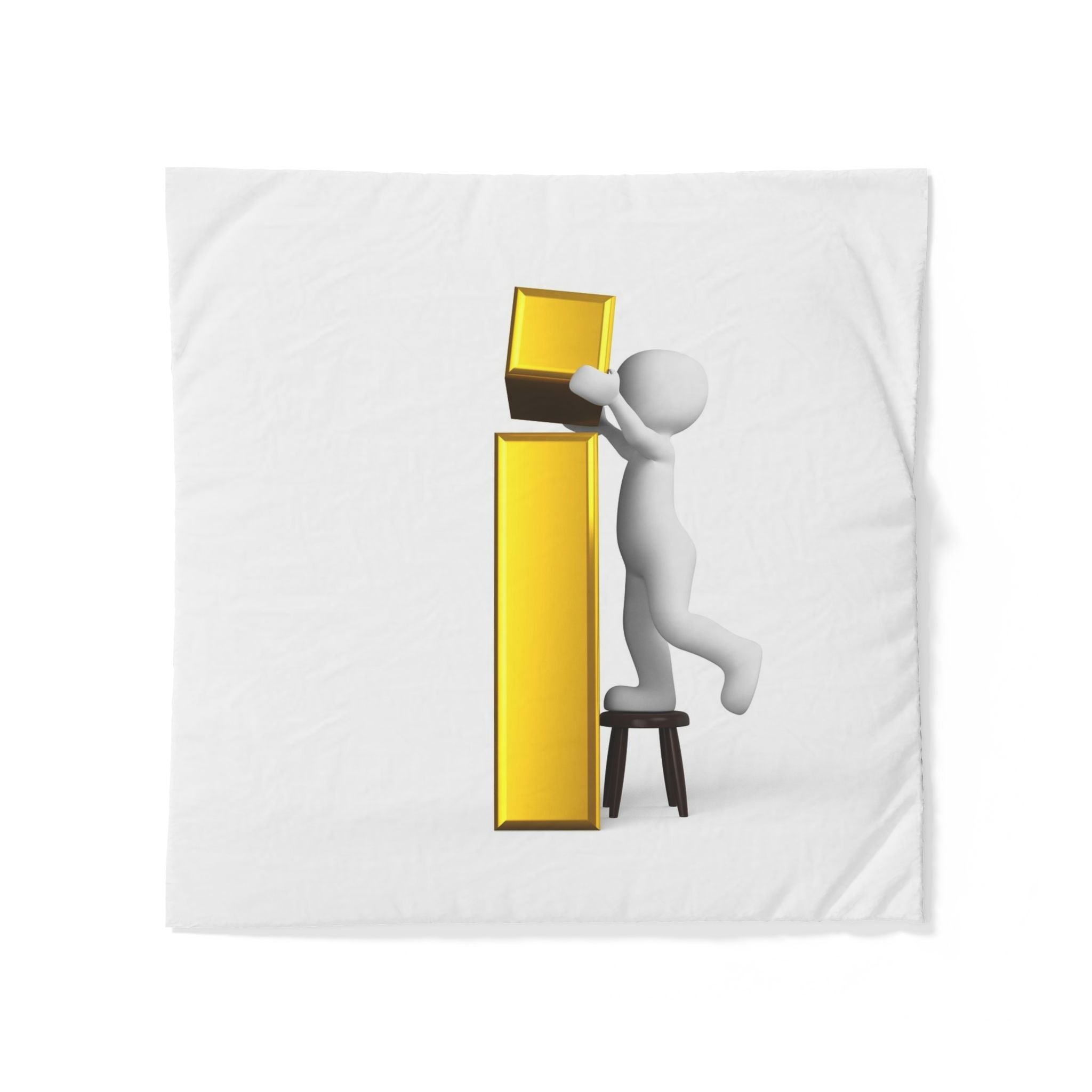 3D Character Stacking Gold Letter i Duvet Cover