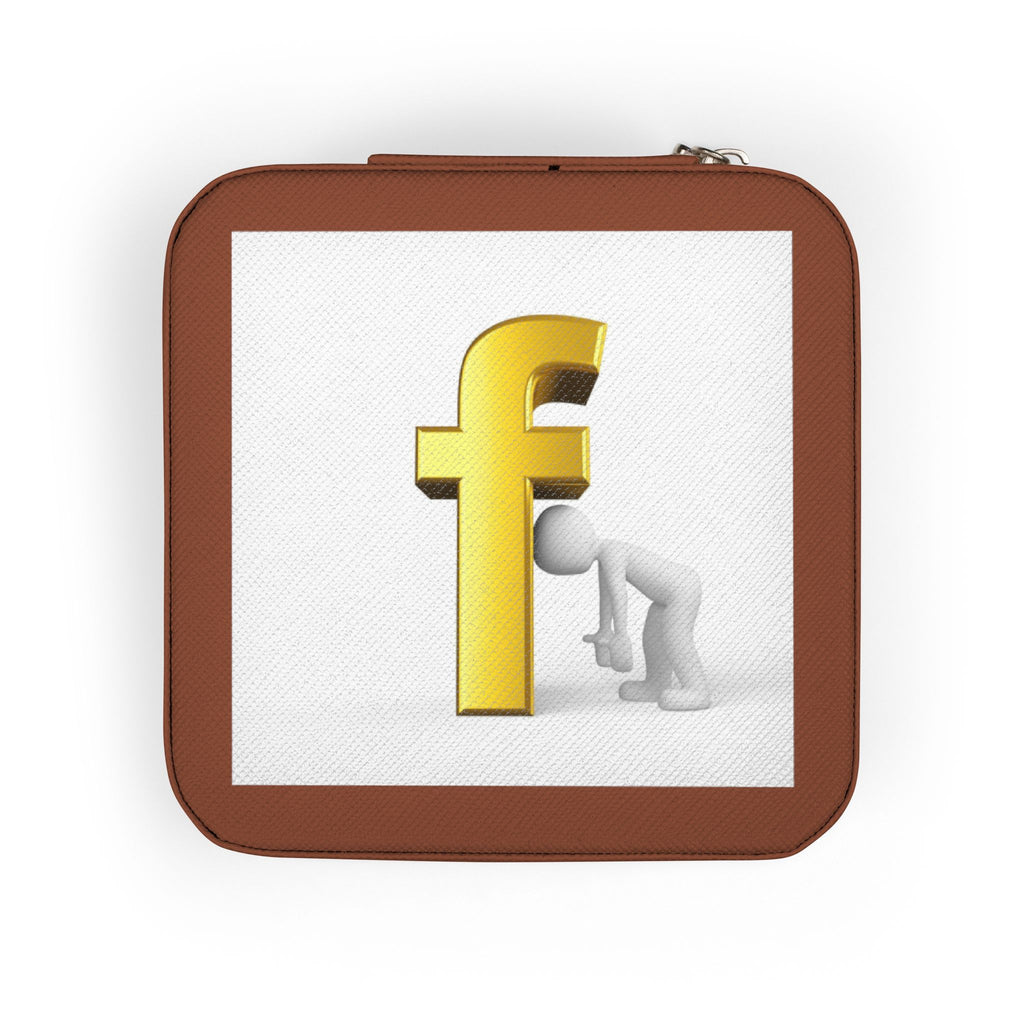 Gold Letter F Monogram Jewelry Travel Case | Compact Square Ring Organizer