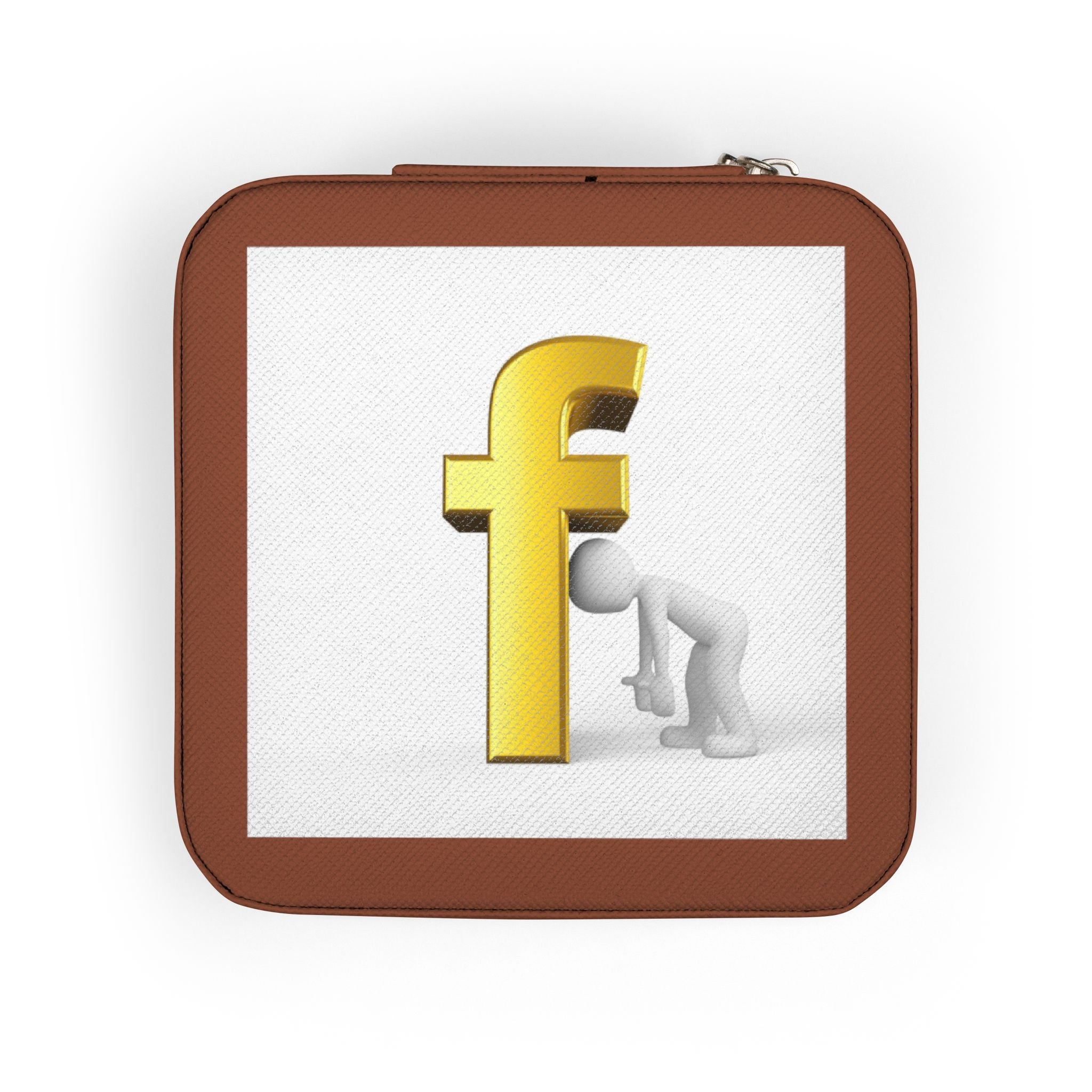 Gold Letter F Monogram Jewelry Travel Case | Compact Square Ring Organizer