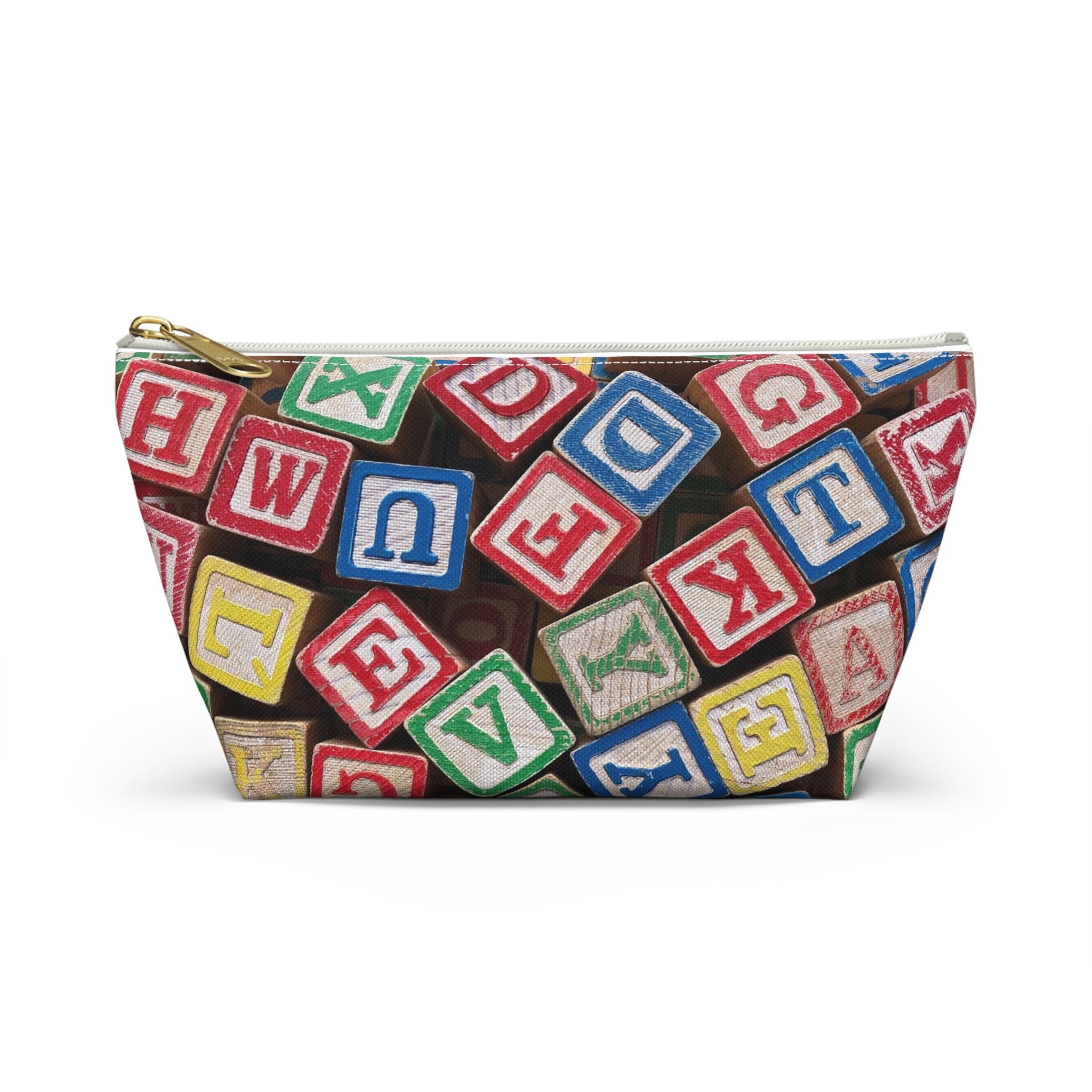 Scattered Wooden Alphabet Blocks Accessory Pouch