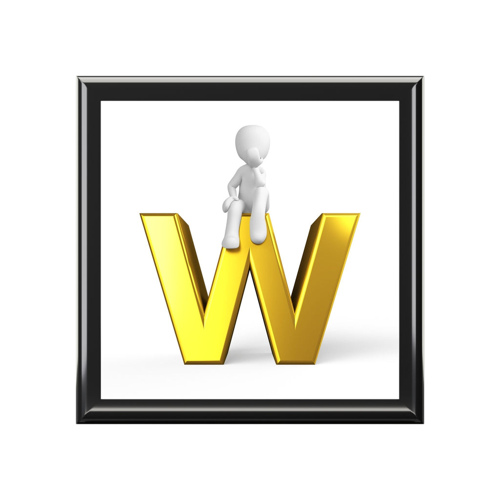 3D Gold Letter W Jewelry Box | Initial W Keepsake Box