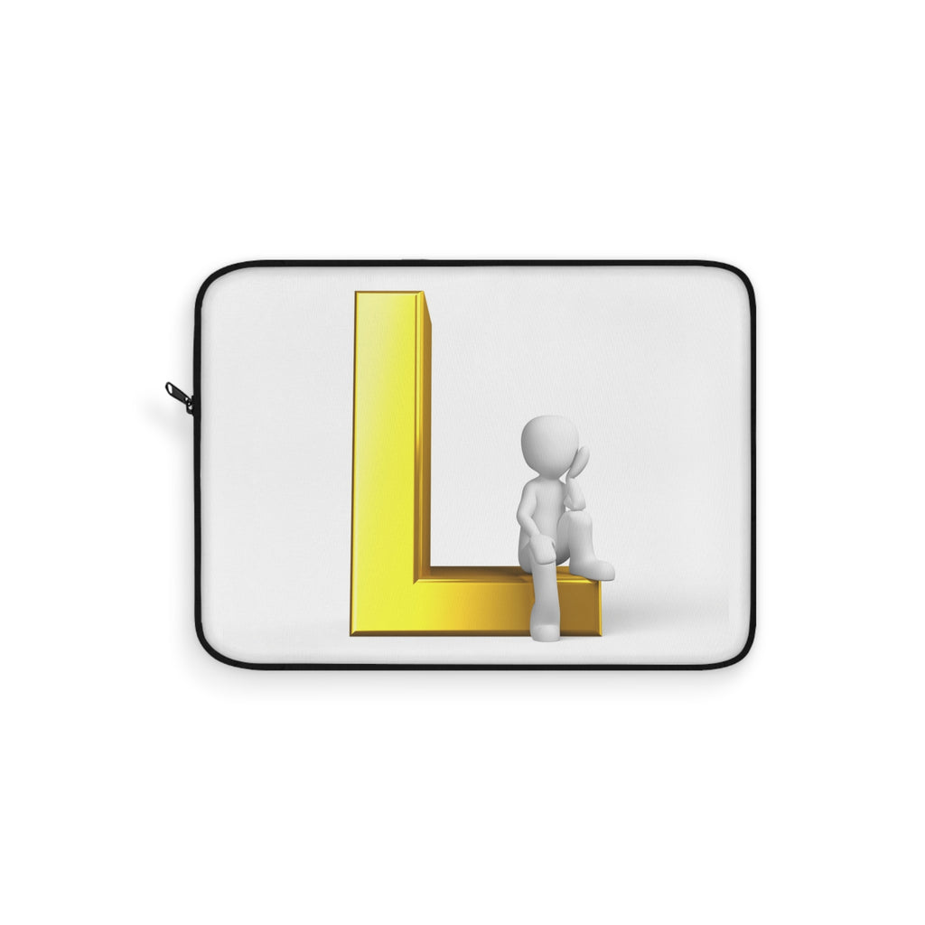 3D Letter L with Sitting Figure Laptop Sleeve | Monogram Initial L