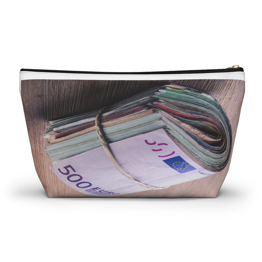 Rolled Euro Banknotes Accessory Pouch | T-Bottom Zipper Pouch