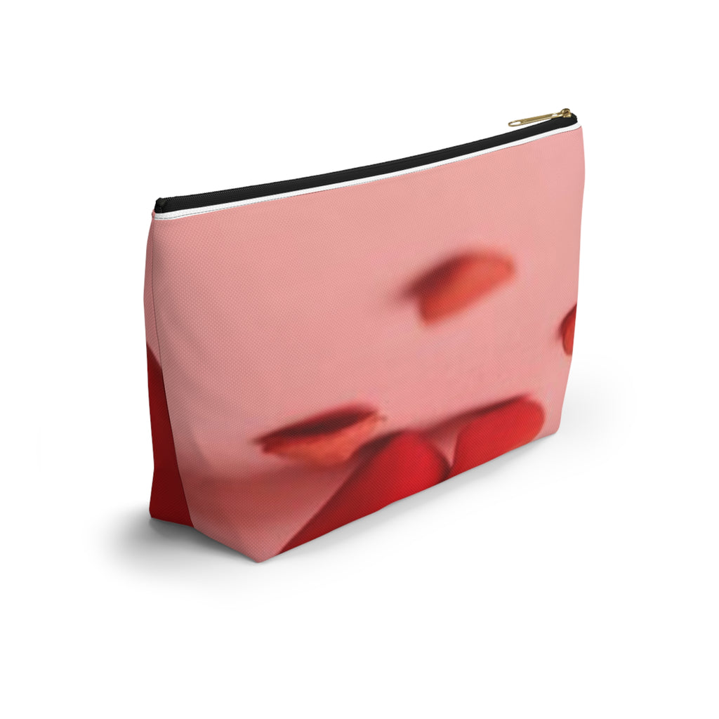 Red Hearts Petals Accessory Pouch