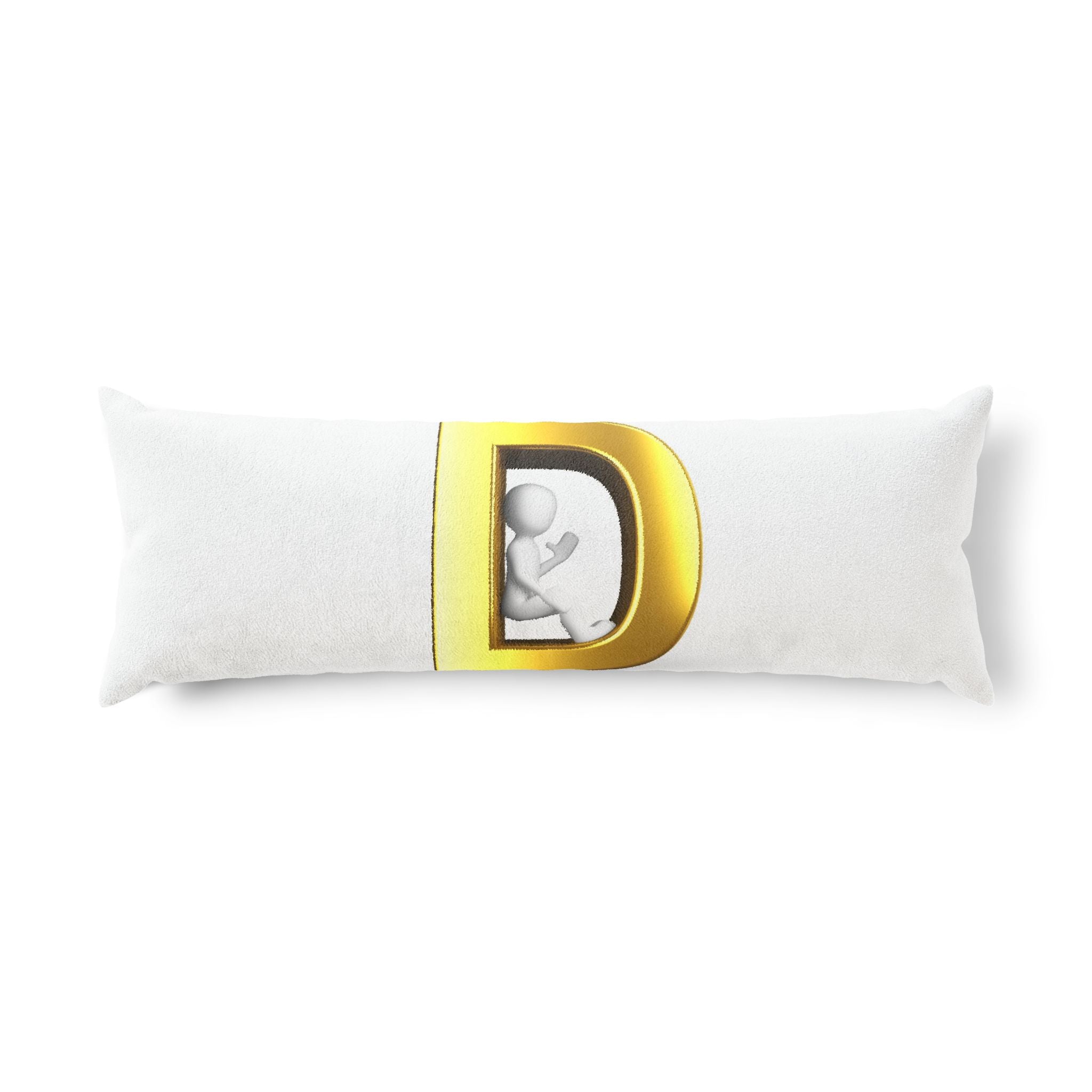 Gold Letter D Monogram Body Pillow | Initial D Decorative Body Pillow