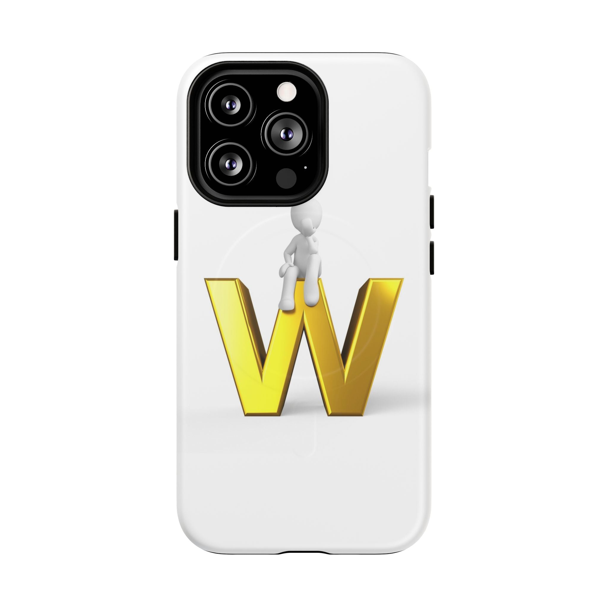 Coque de téléphone magnétique robuste avec figurine 3D sur fond doré