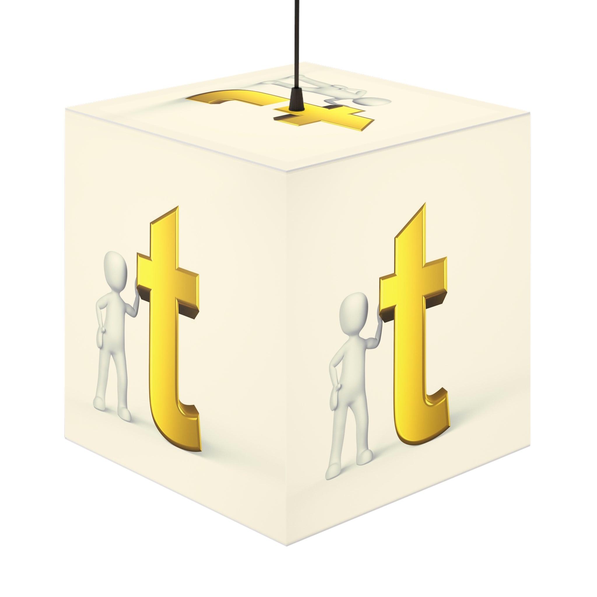 Gold T Logo Light Cube Lamp | Modern Logo Accent Lighting