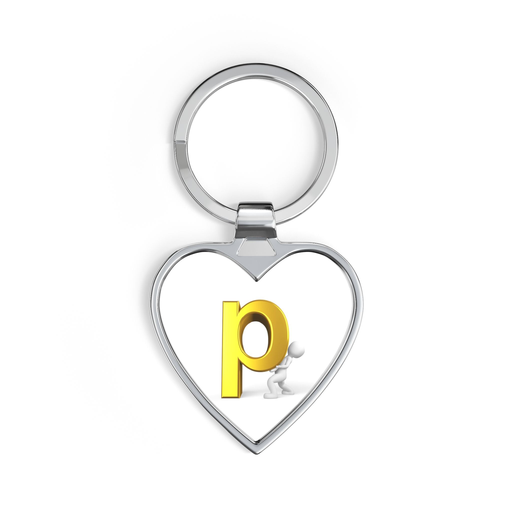 Yellow Letter P Heart Keychain | Initial Keyring, Monogram Charm