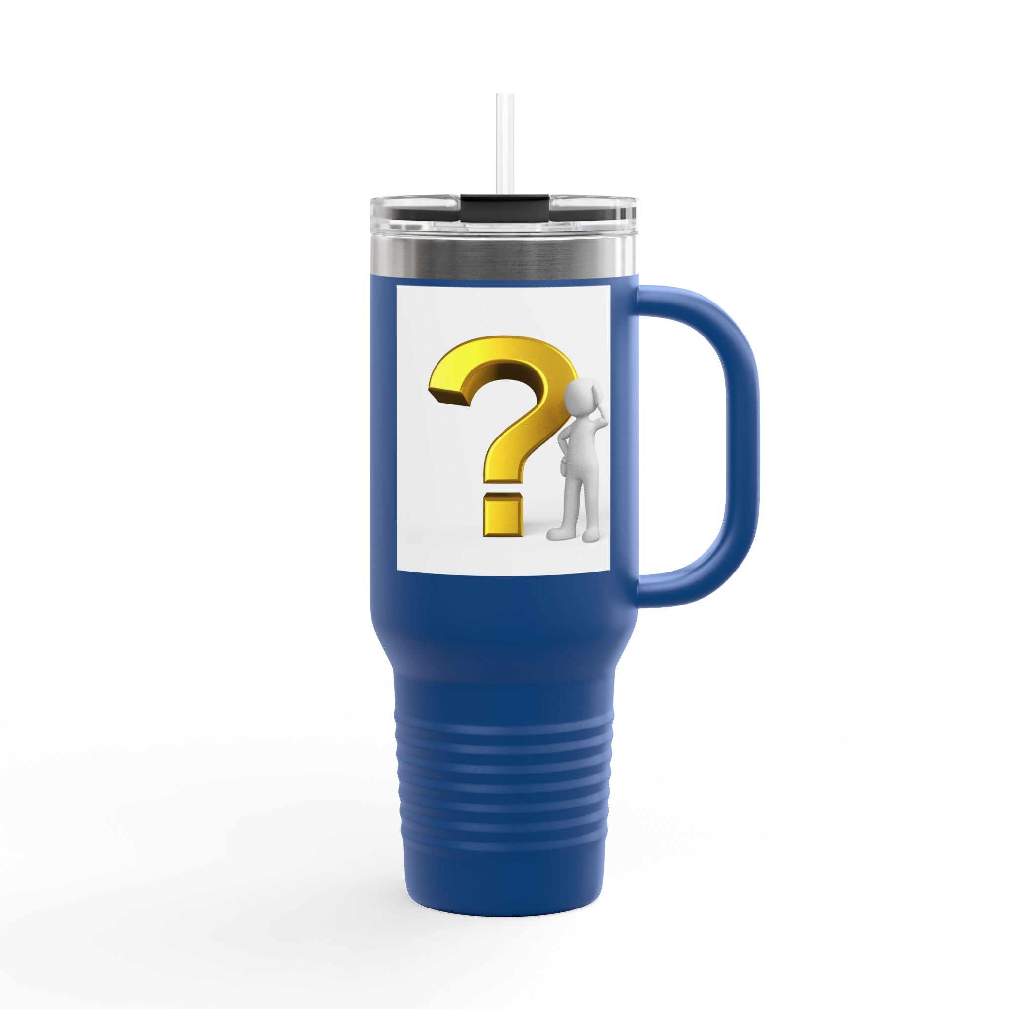 3D Gold Question Mark Illustration Travel Mug | 40oz Insulated Tumbler