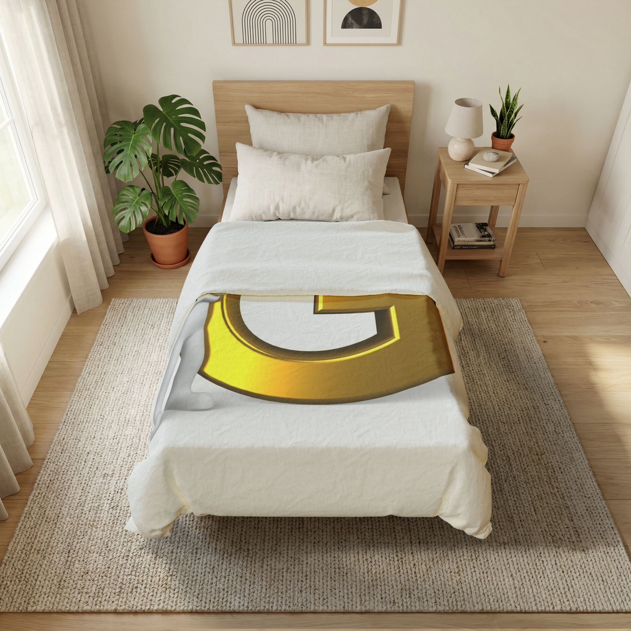 Gold Letter G Duvet Cover | Initial Monogram Bedding