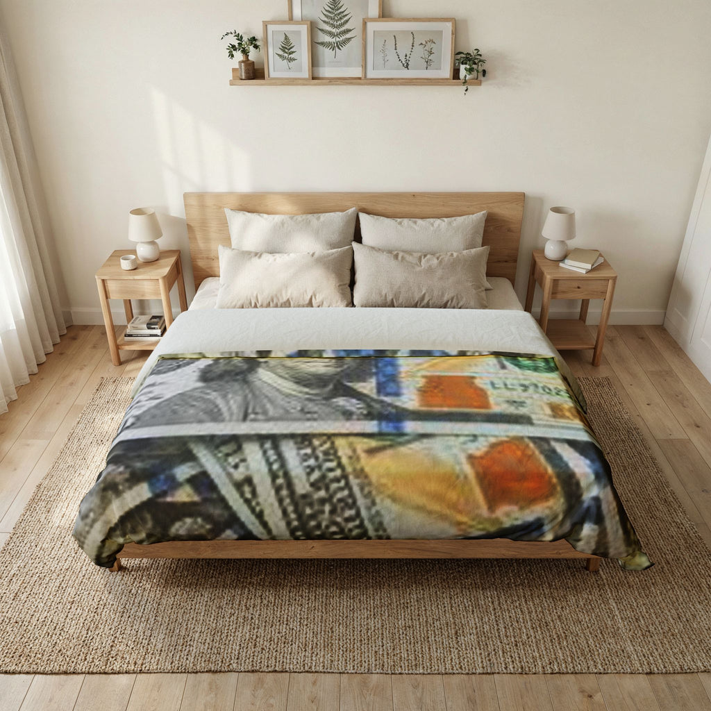 Hundred Dollar Bills Cotton Duvet Cover | Money Pattern Bedding