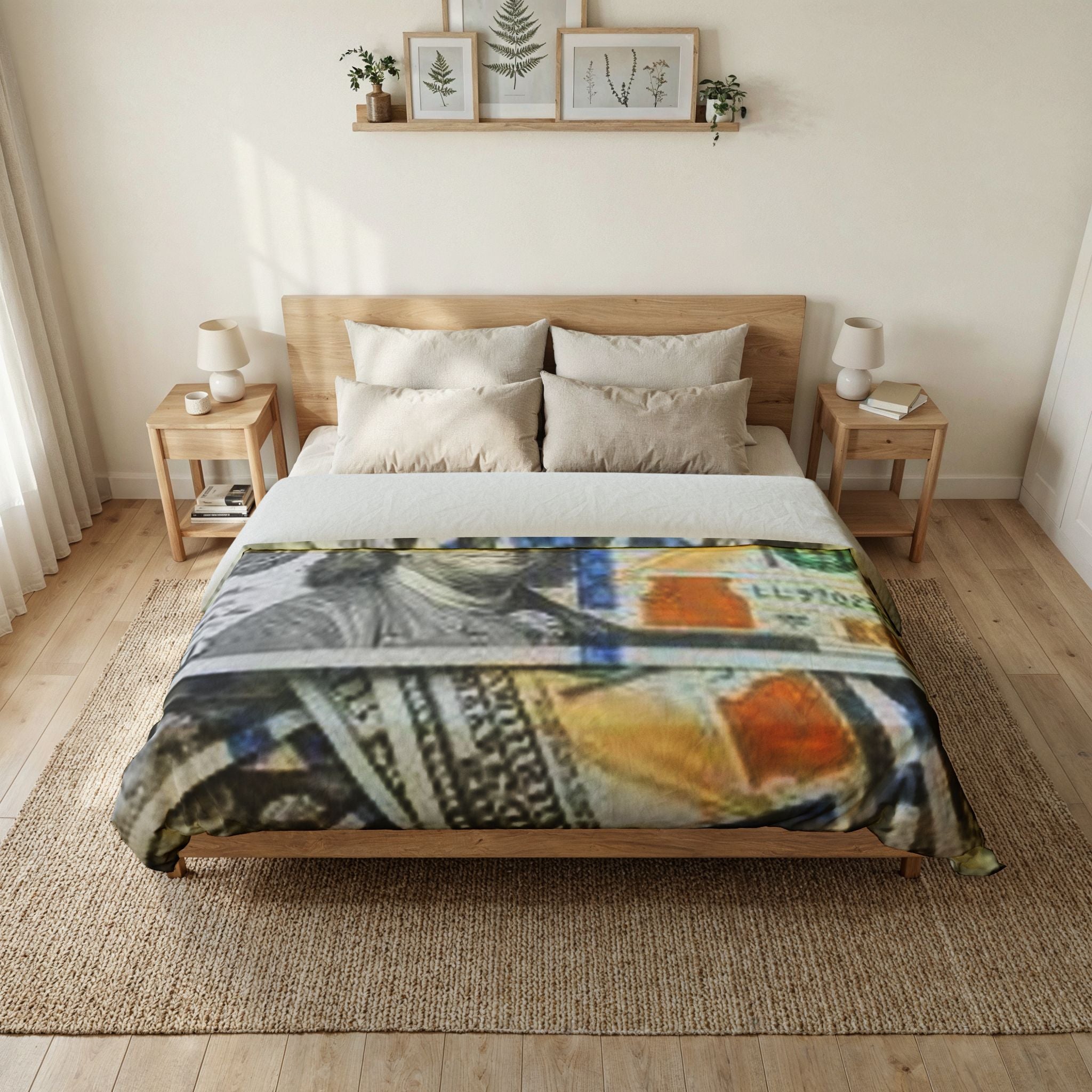 Hundred Dollar Bills Cotton Duvet Cover | Money Pattern Bedding