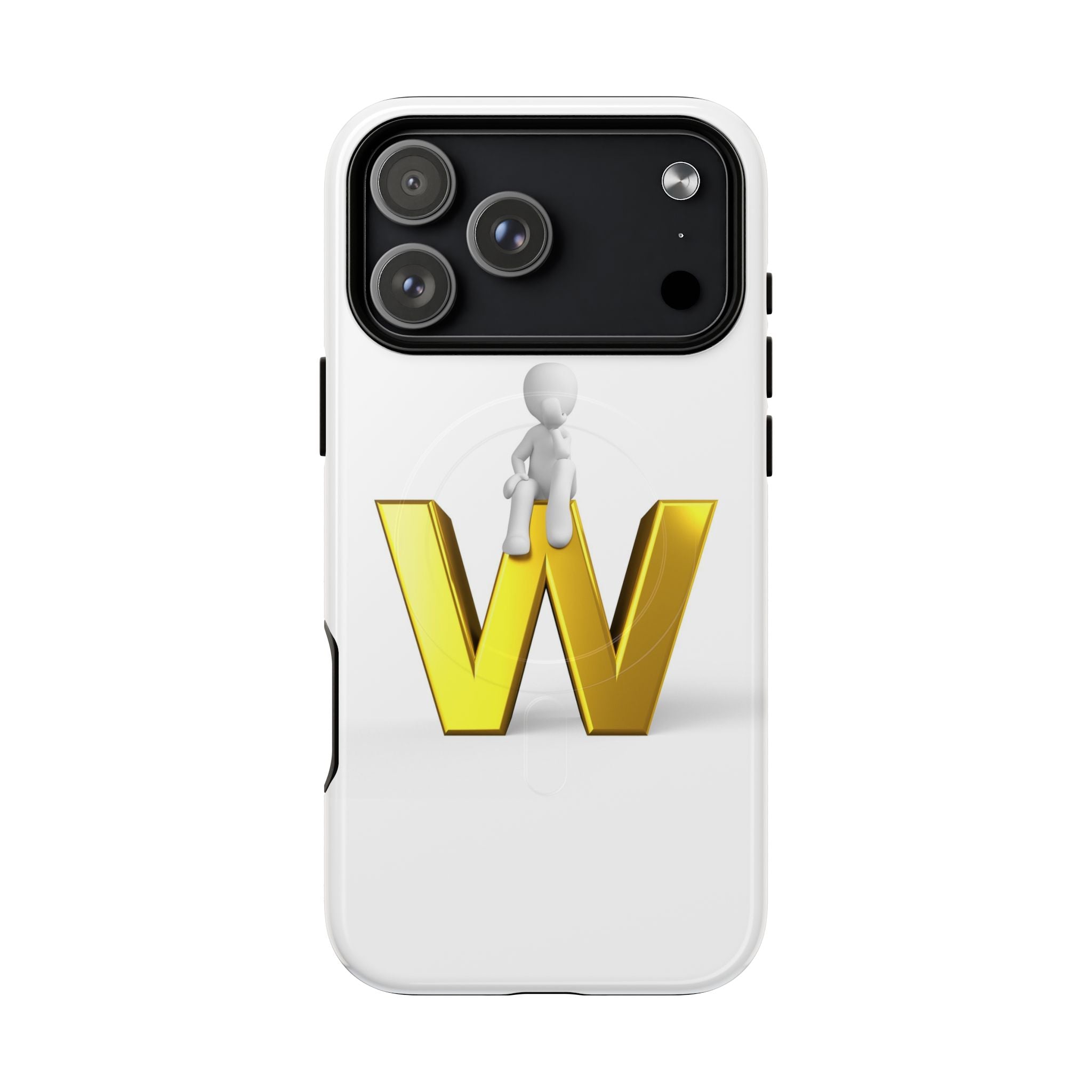 Coque de téléphone magnétique robuste avec figurine 3D sur fond doré