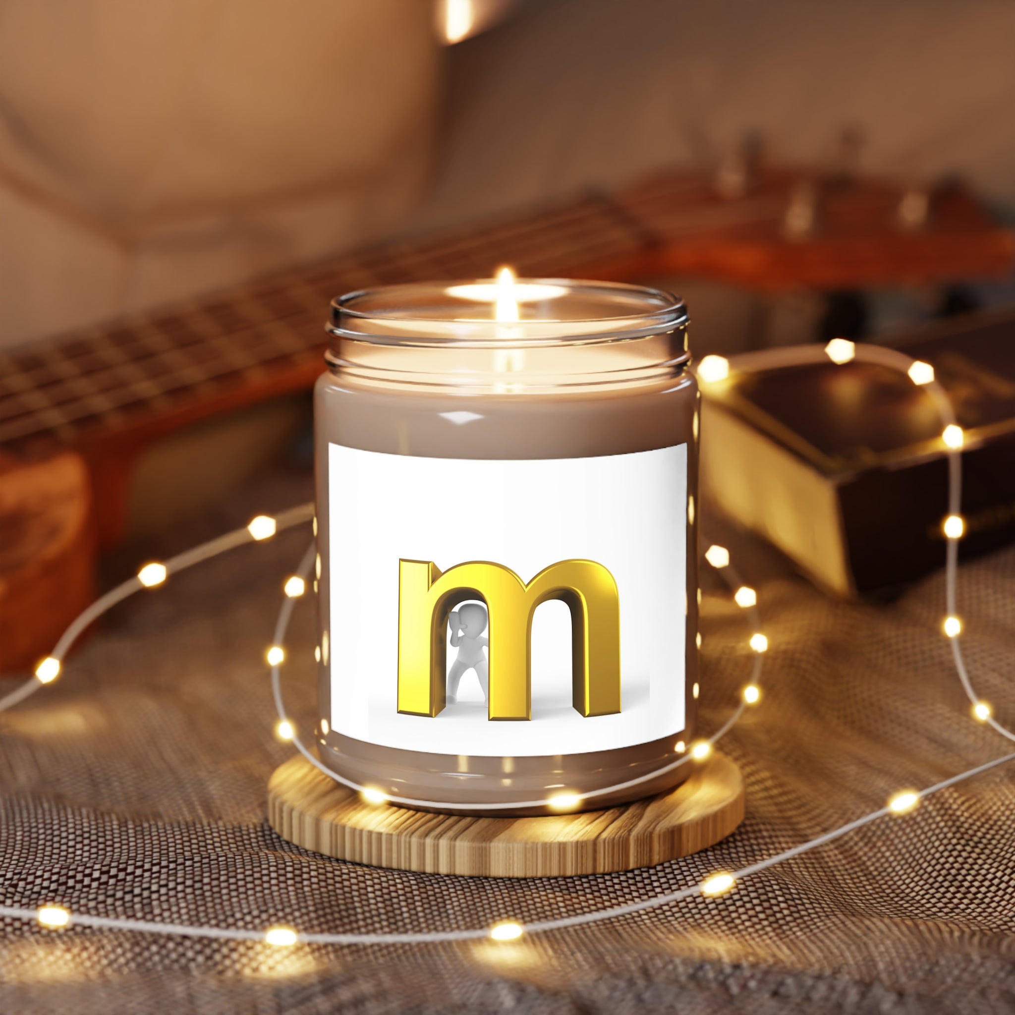 Gold Letter M Monogram Candle 9oz Soy Candle | White Lid