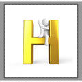 Gold 3D Letter H with Climbing Figure Coverlet