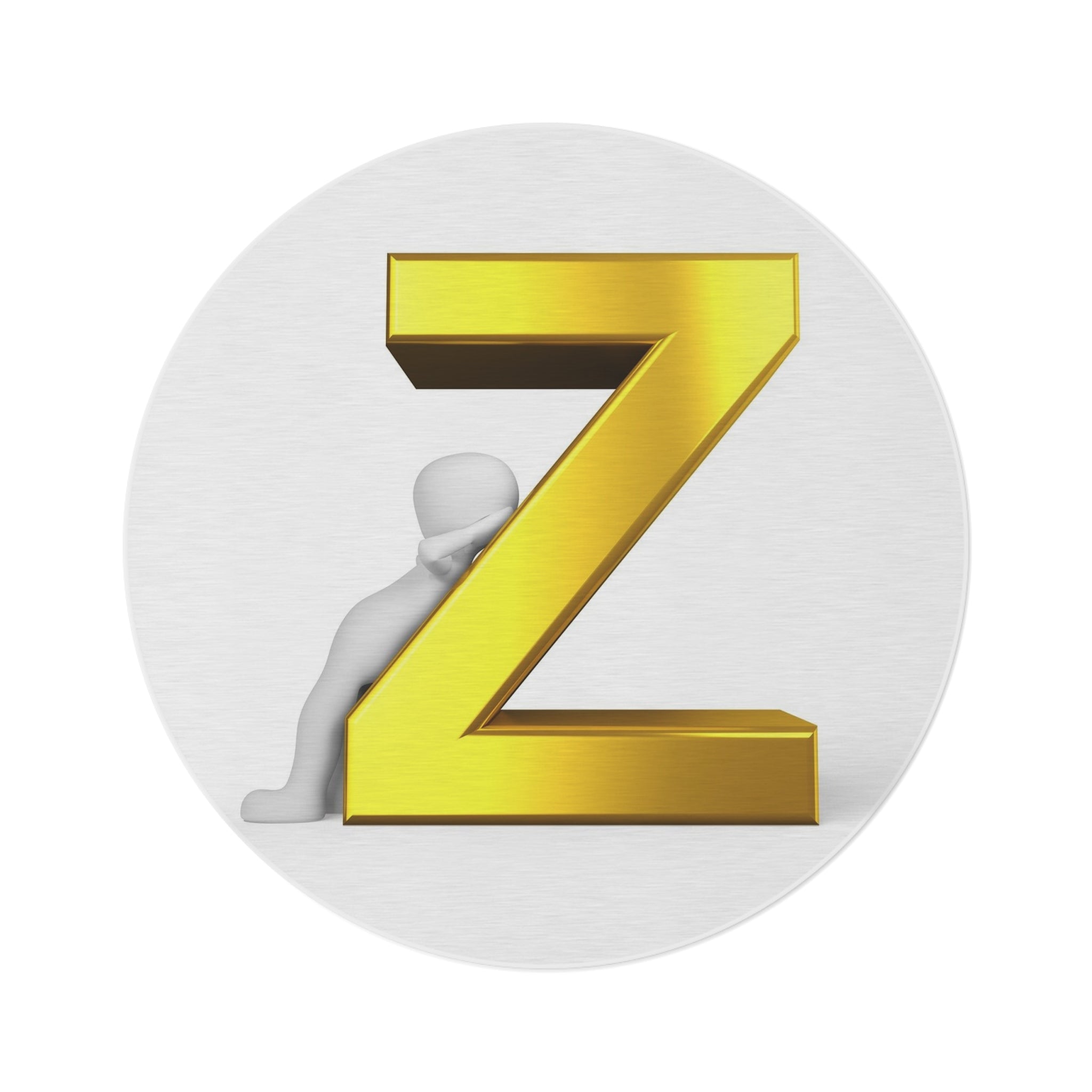 Gold Letter Z monogram Round Rug | Initial Z floor mat