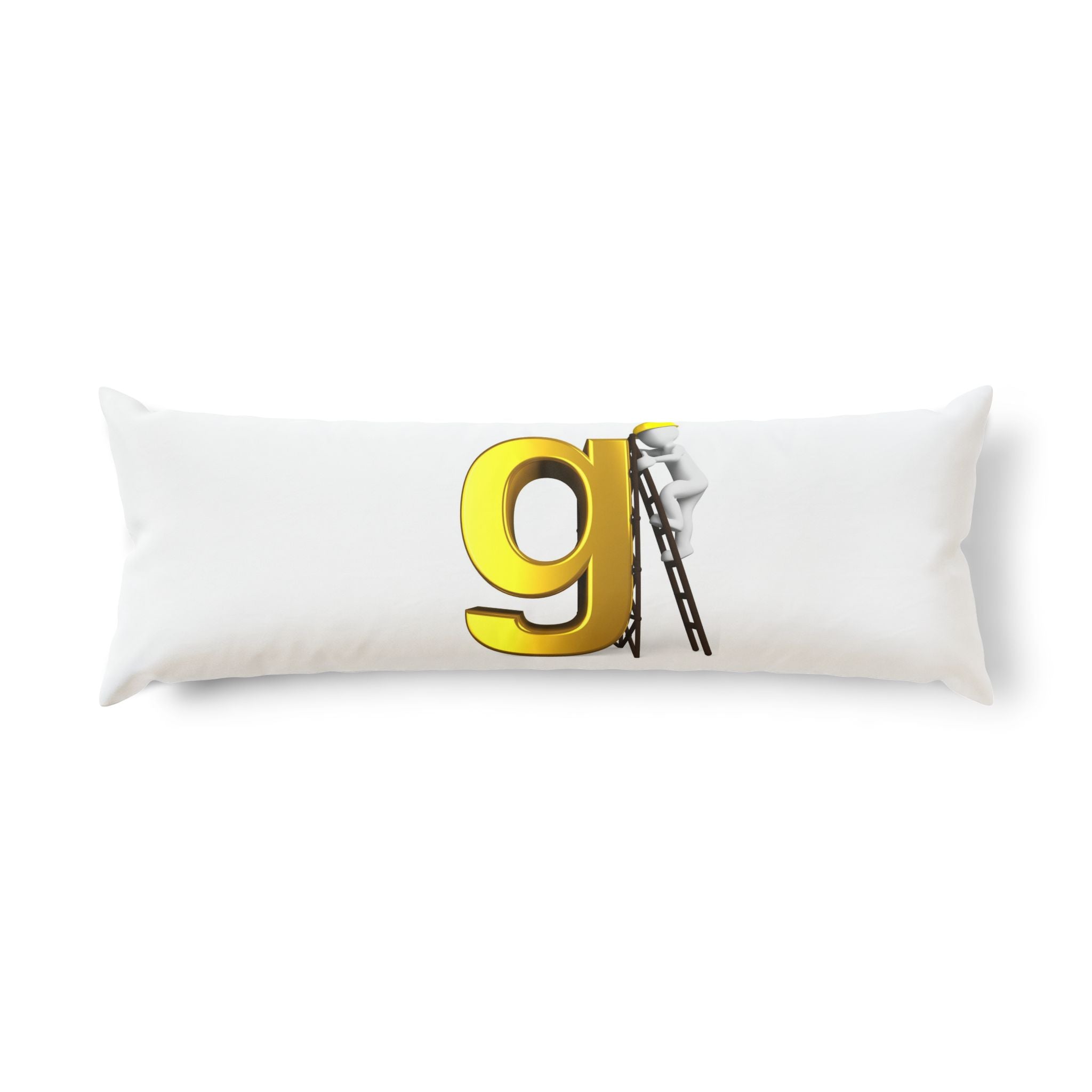 Oreiller décoratif motif lettre g dorée avec échelle | Oreiller décoratif typographique