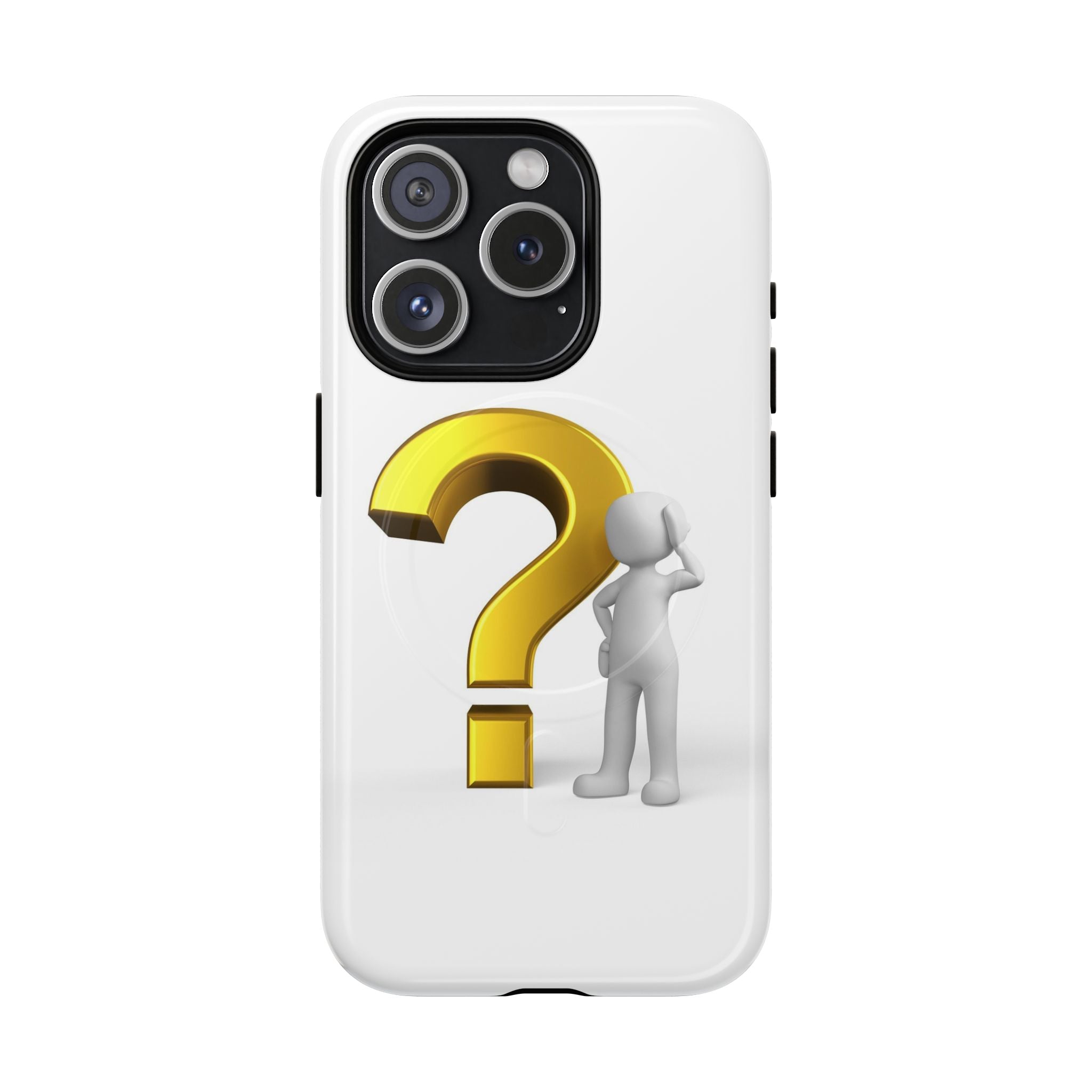 Coque de téléphone 3D point d'interrogation | Coque magnétique robuste